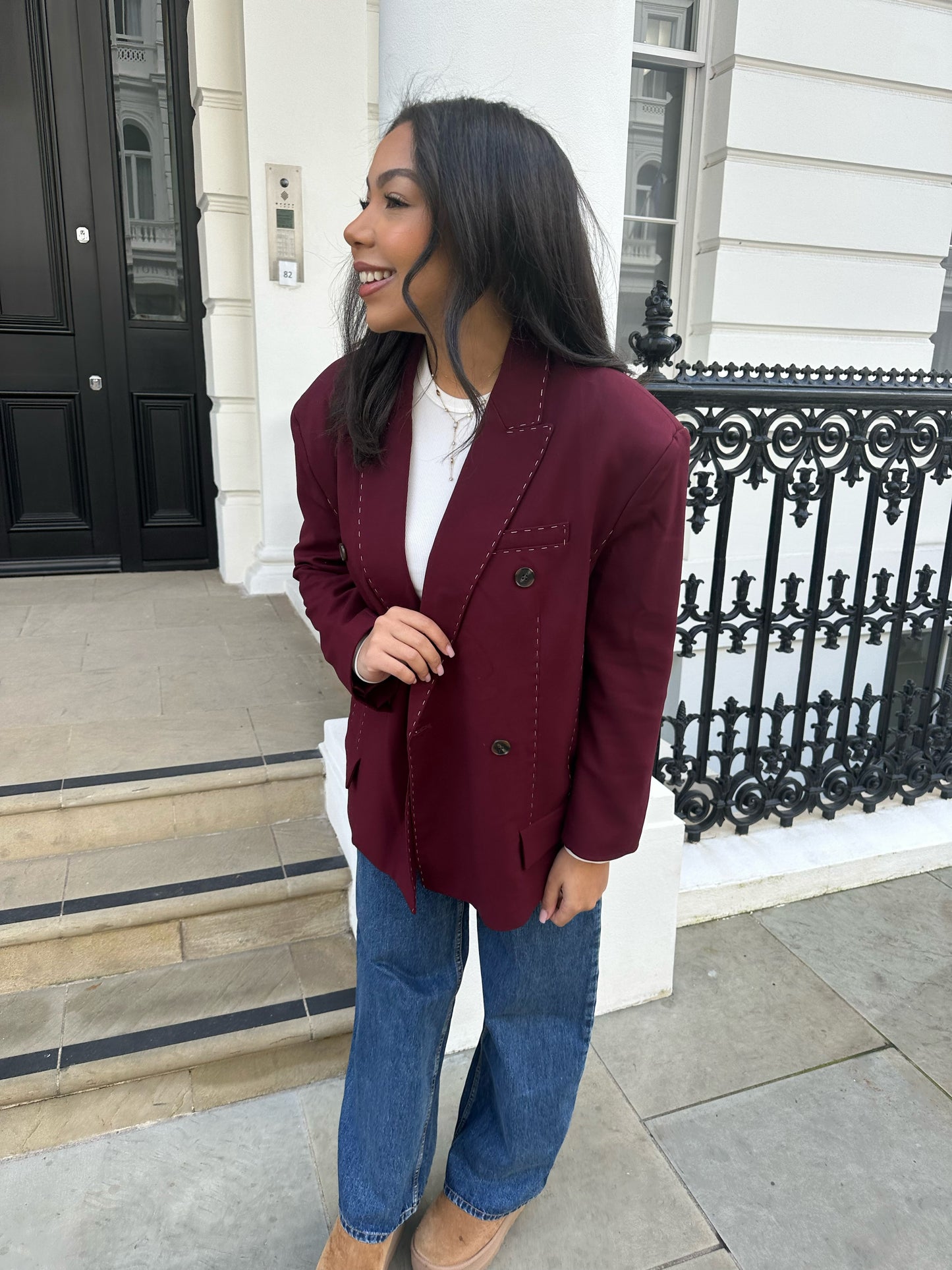 Blazer à surpiqûres Anne - bordeaux