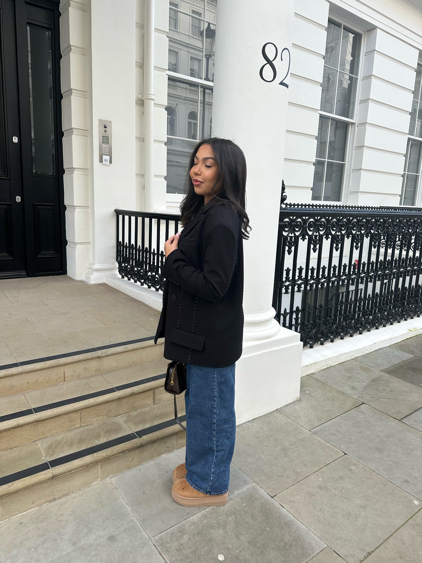 Blazer à surpiqûres Anne - noir