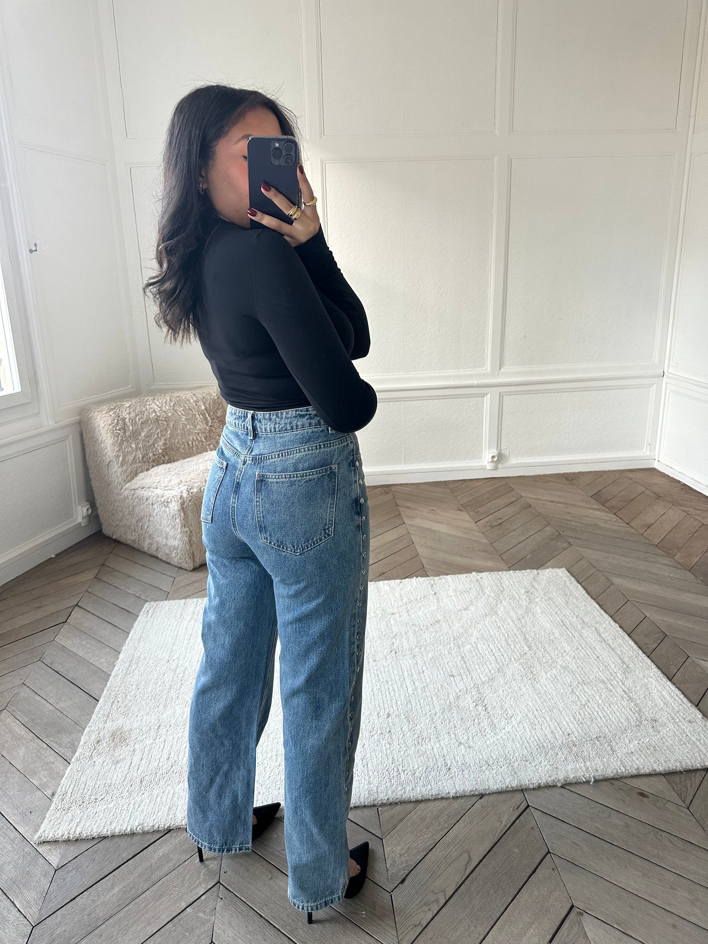 Jean straight à clous