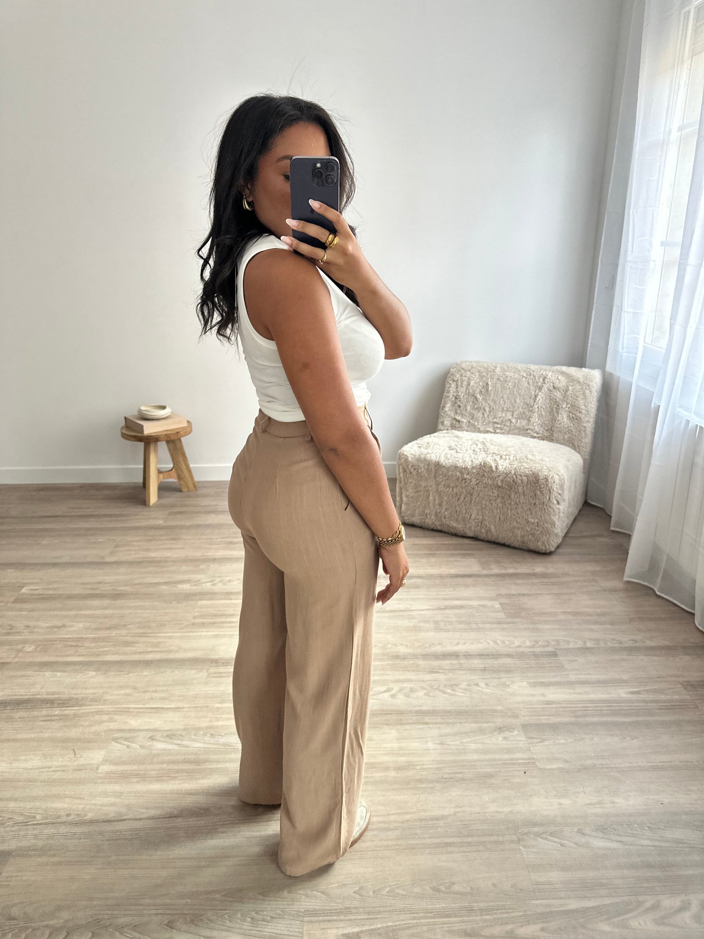 Pantalon en lin - camel
