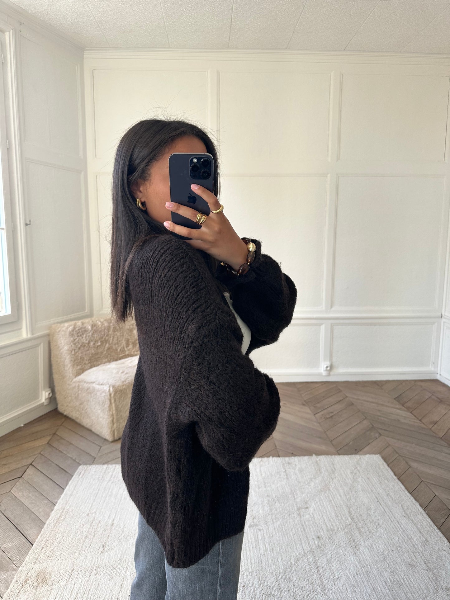 Gilet oversize Léonie - marron foncé