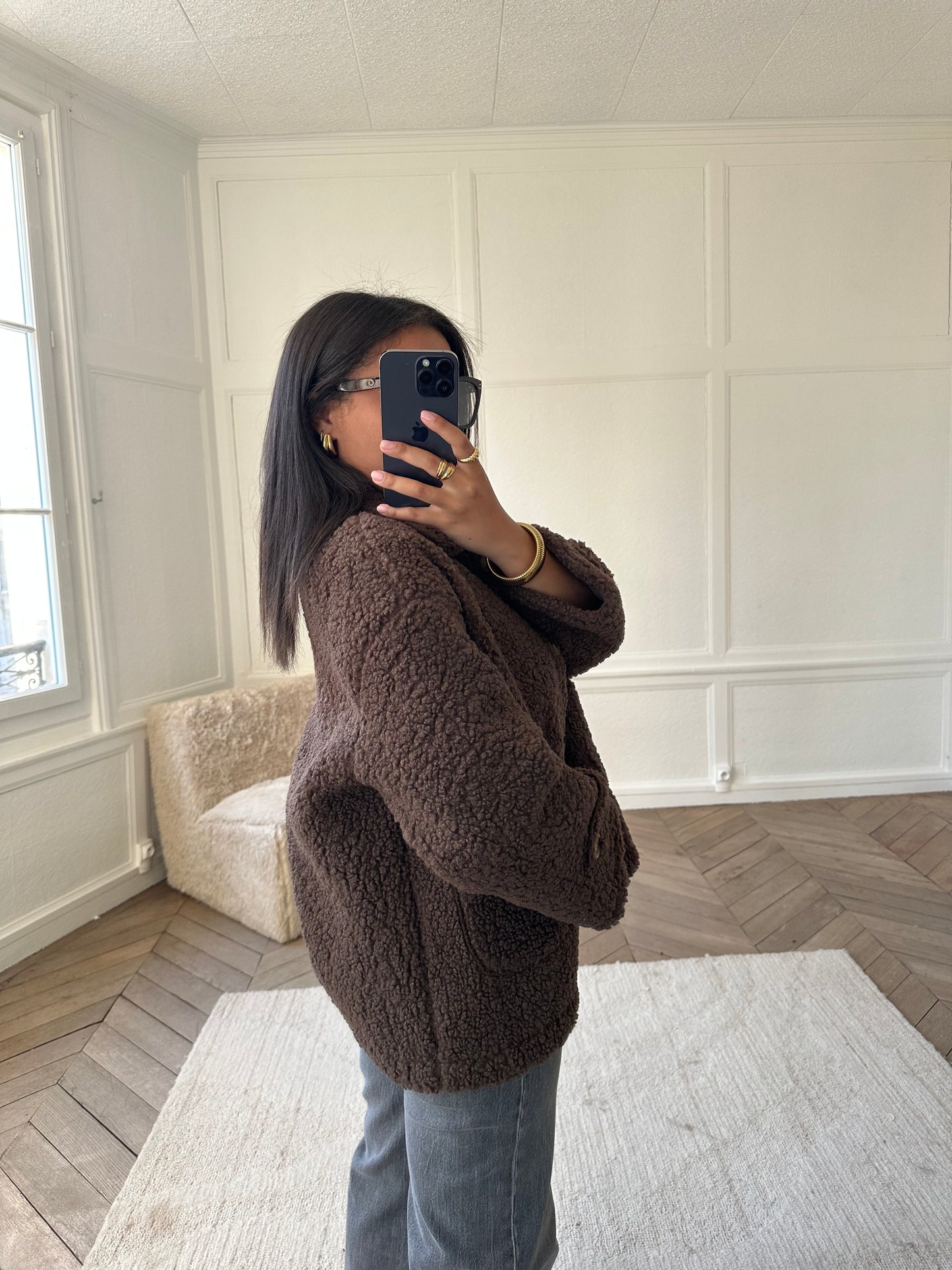 Veste moumoute marron