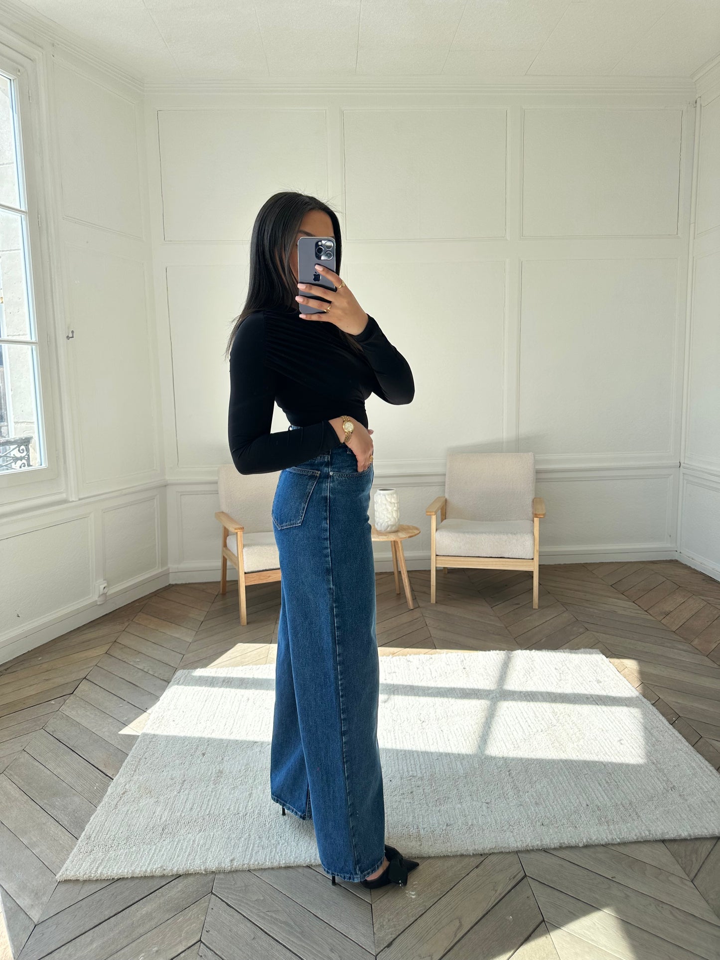 Jean fermeture asymétrique - denim foncé