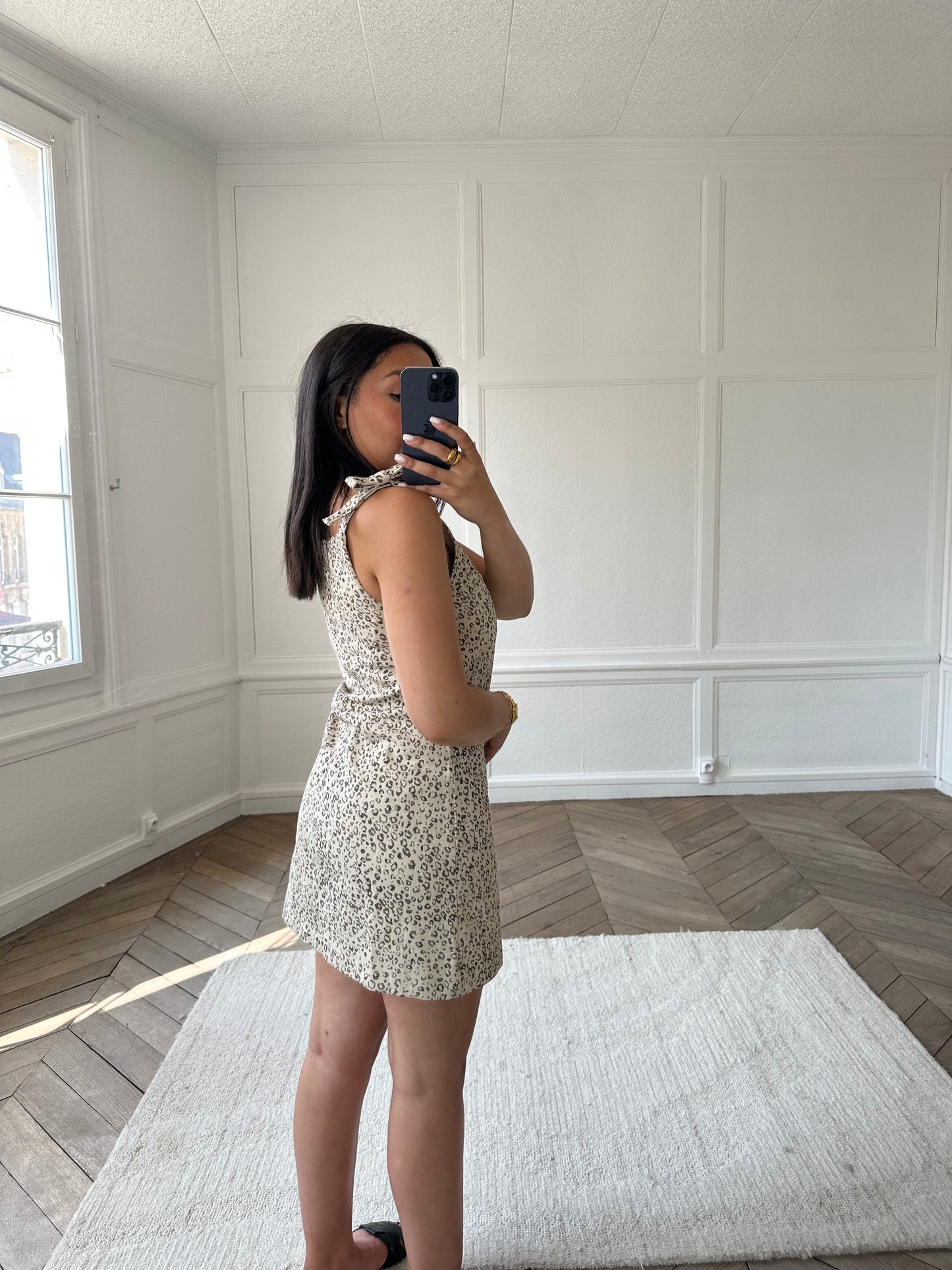 Robe effet jean léopard