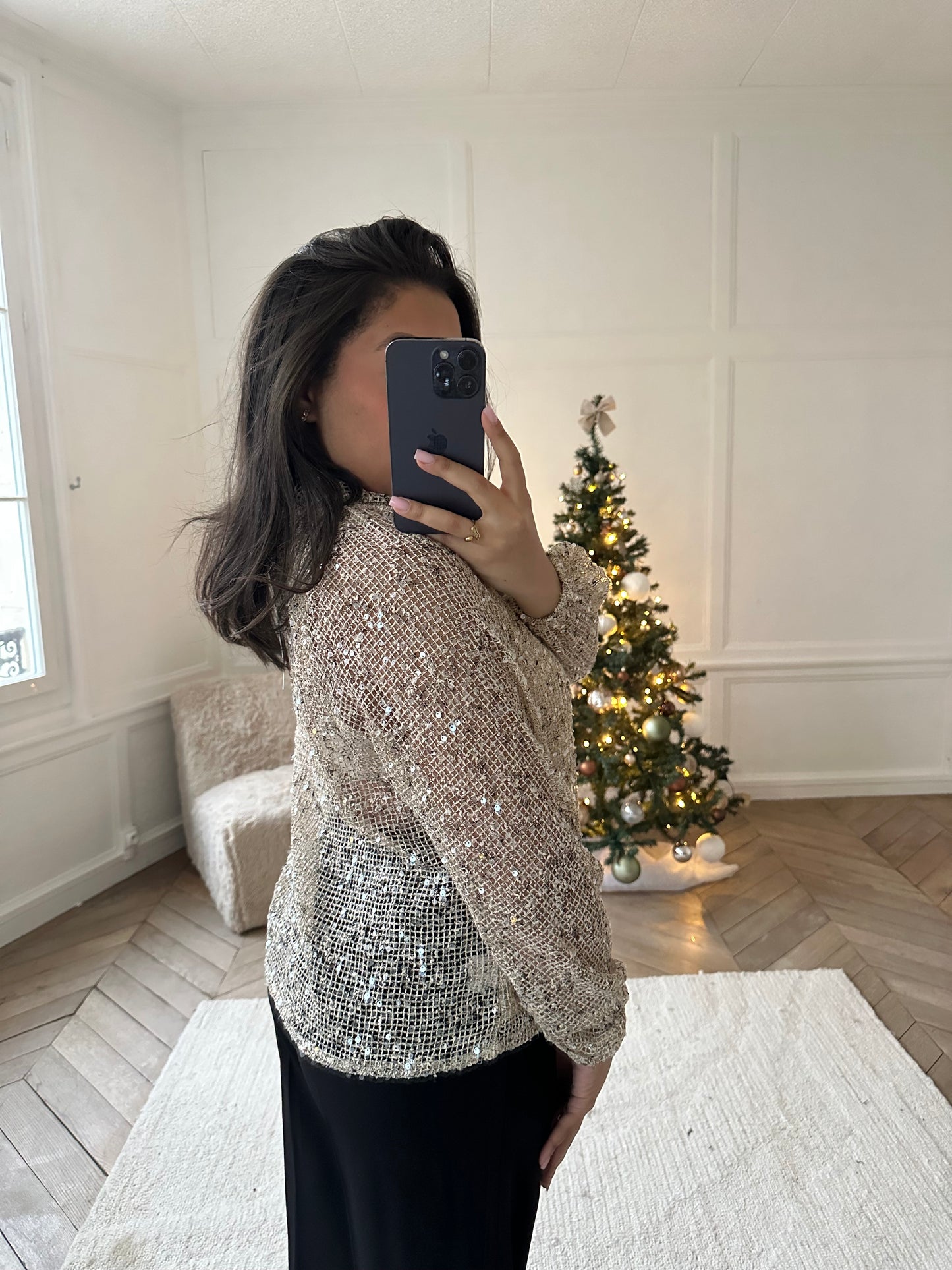 Blouse à sequins Ulysse - beige
