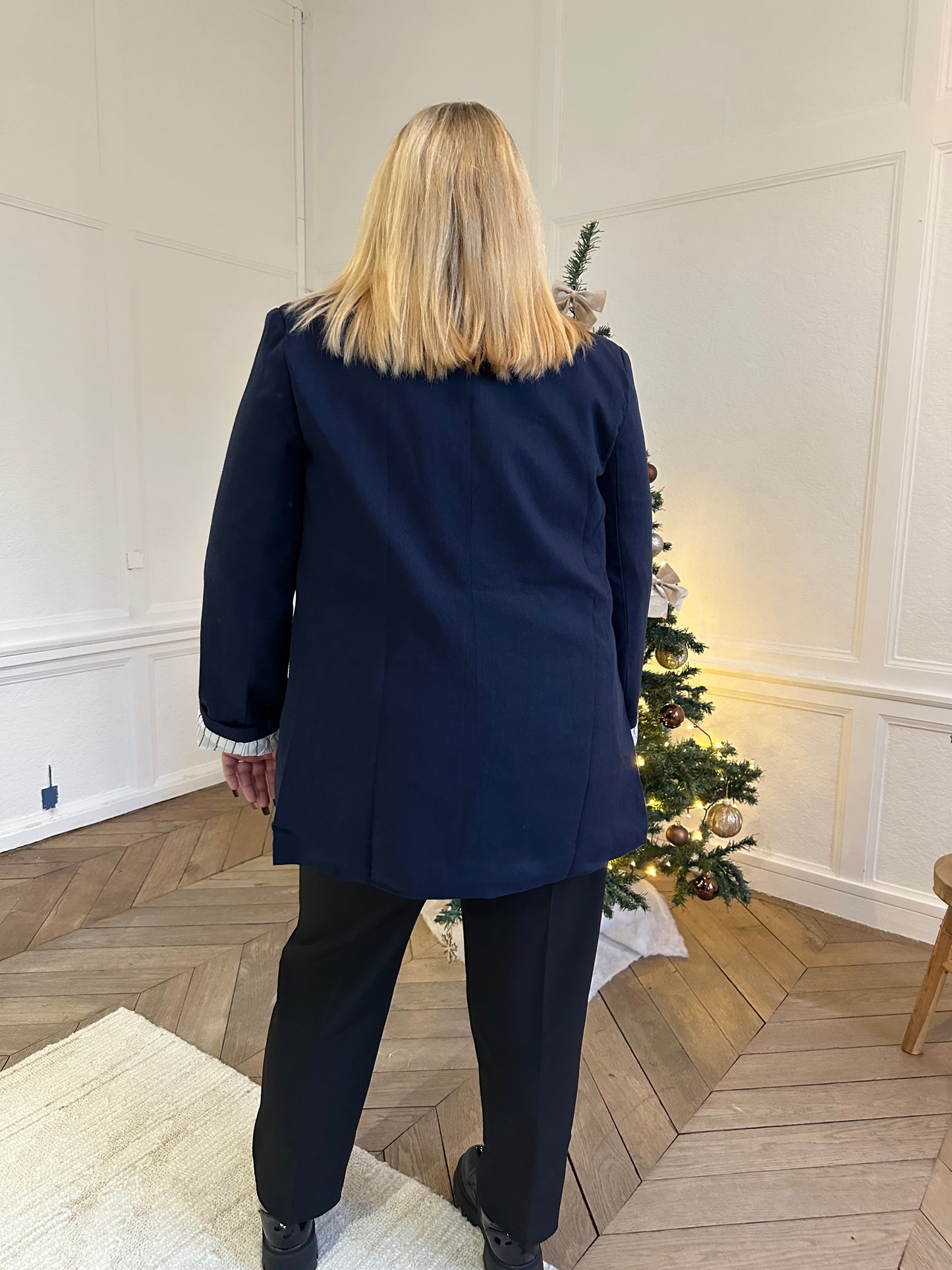 Blazer à revers bleu marine - Curvy