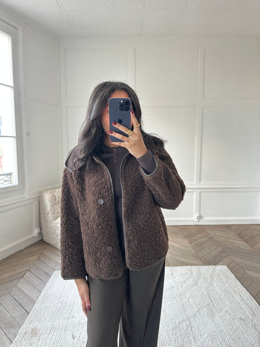 Veste moumoute marron Anaelle