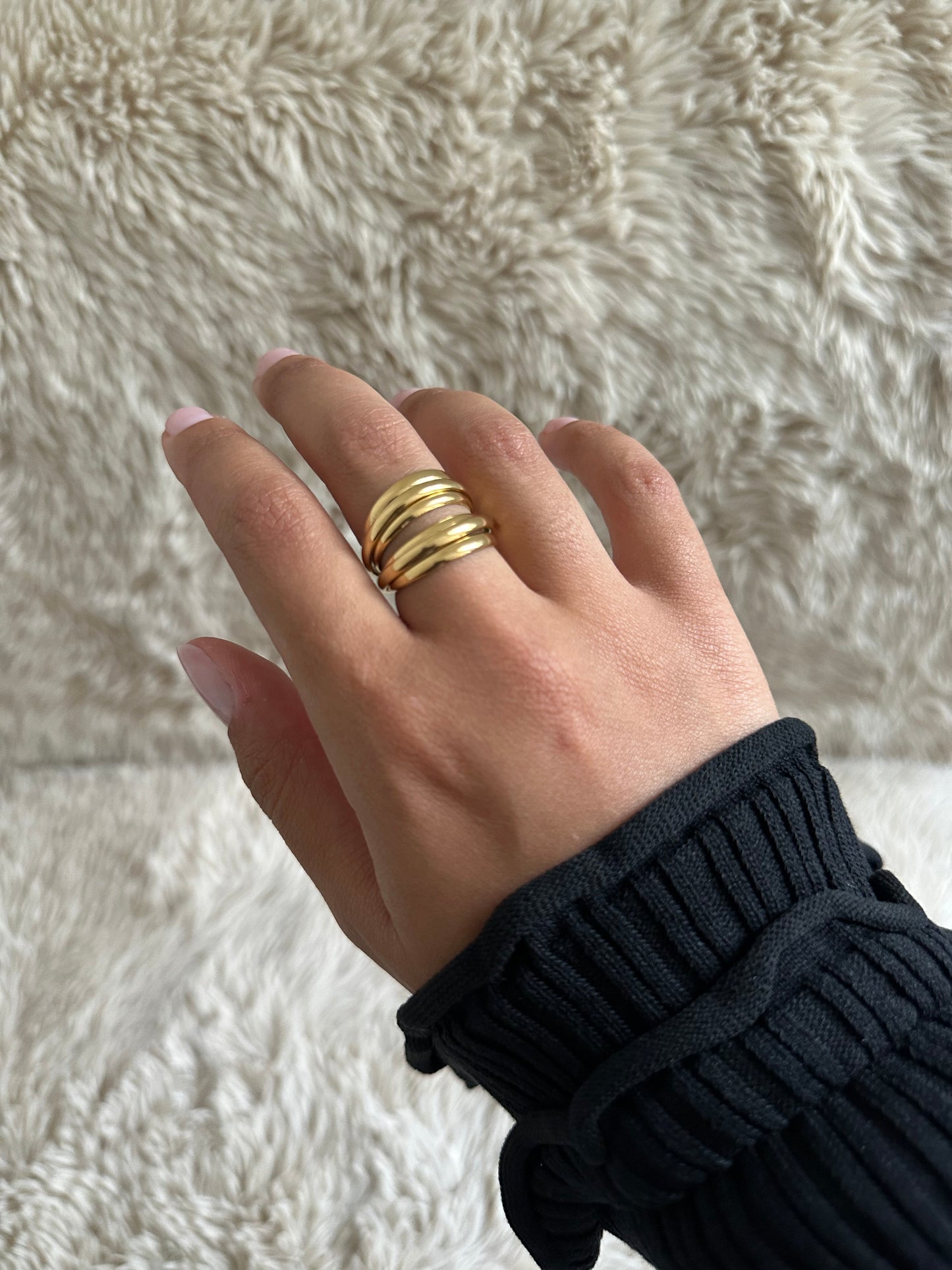 Bague en acier inoxydable dorée