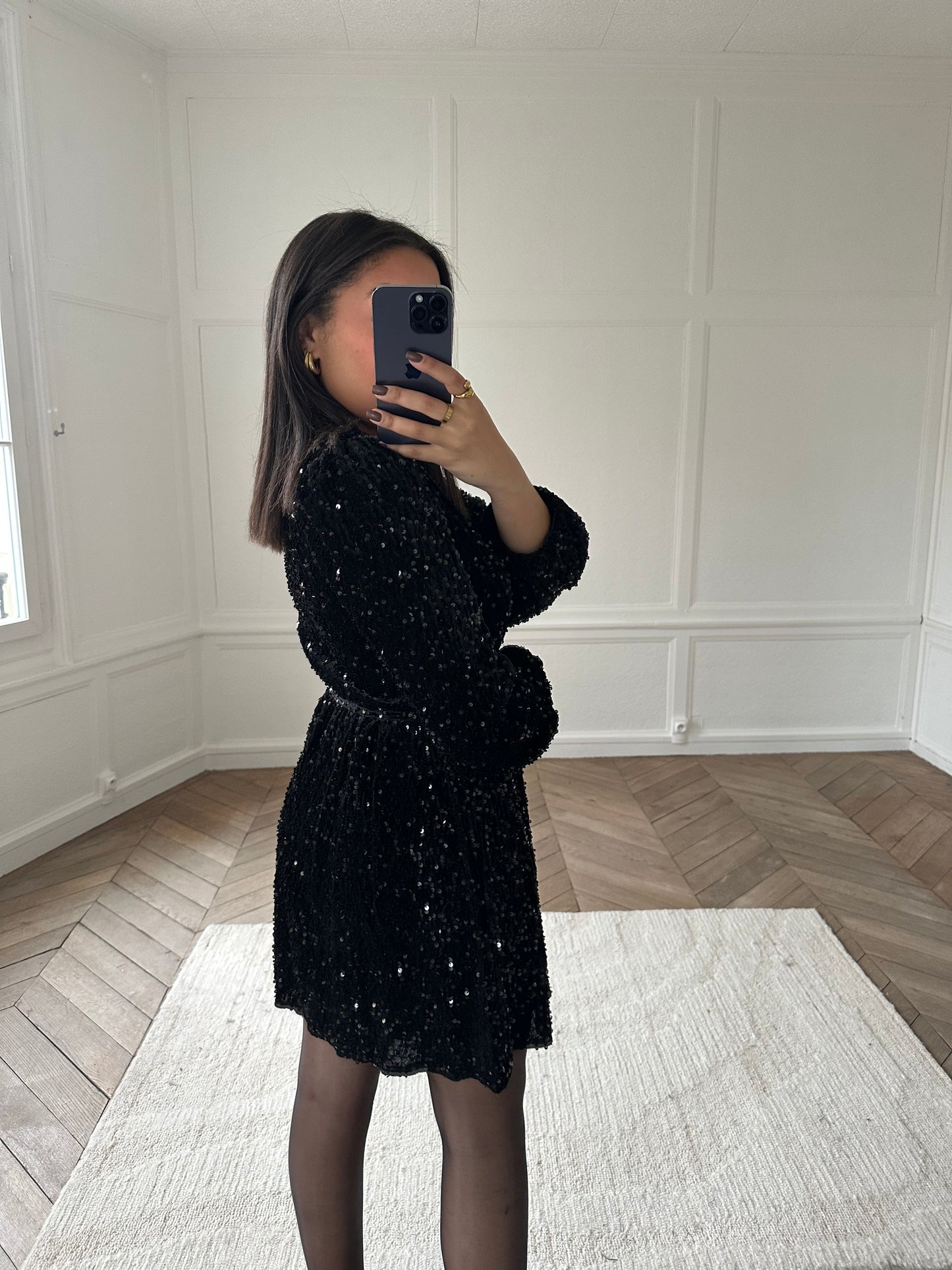 Robe à sequins Deva - noir