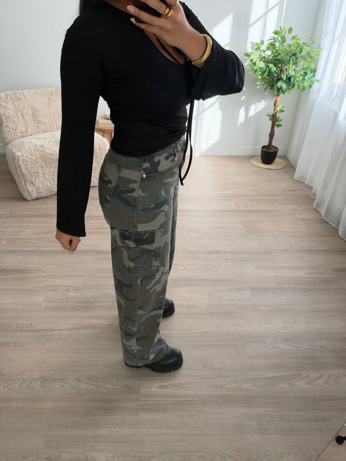 Pantalon cargo imprimé camouflage