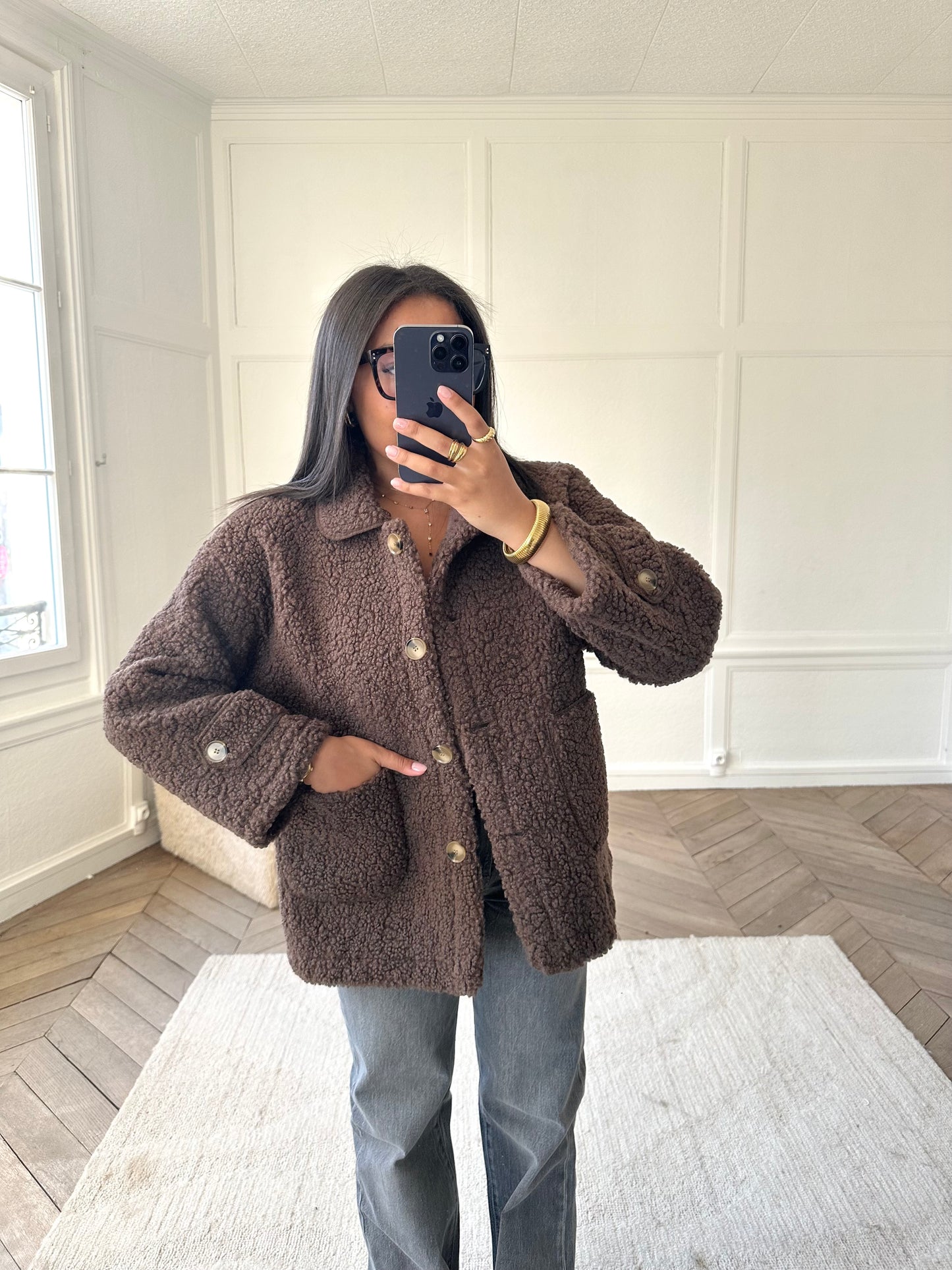 Veste moumoute marron