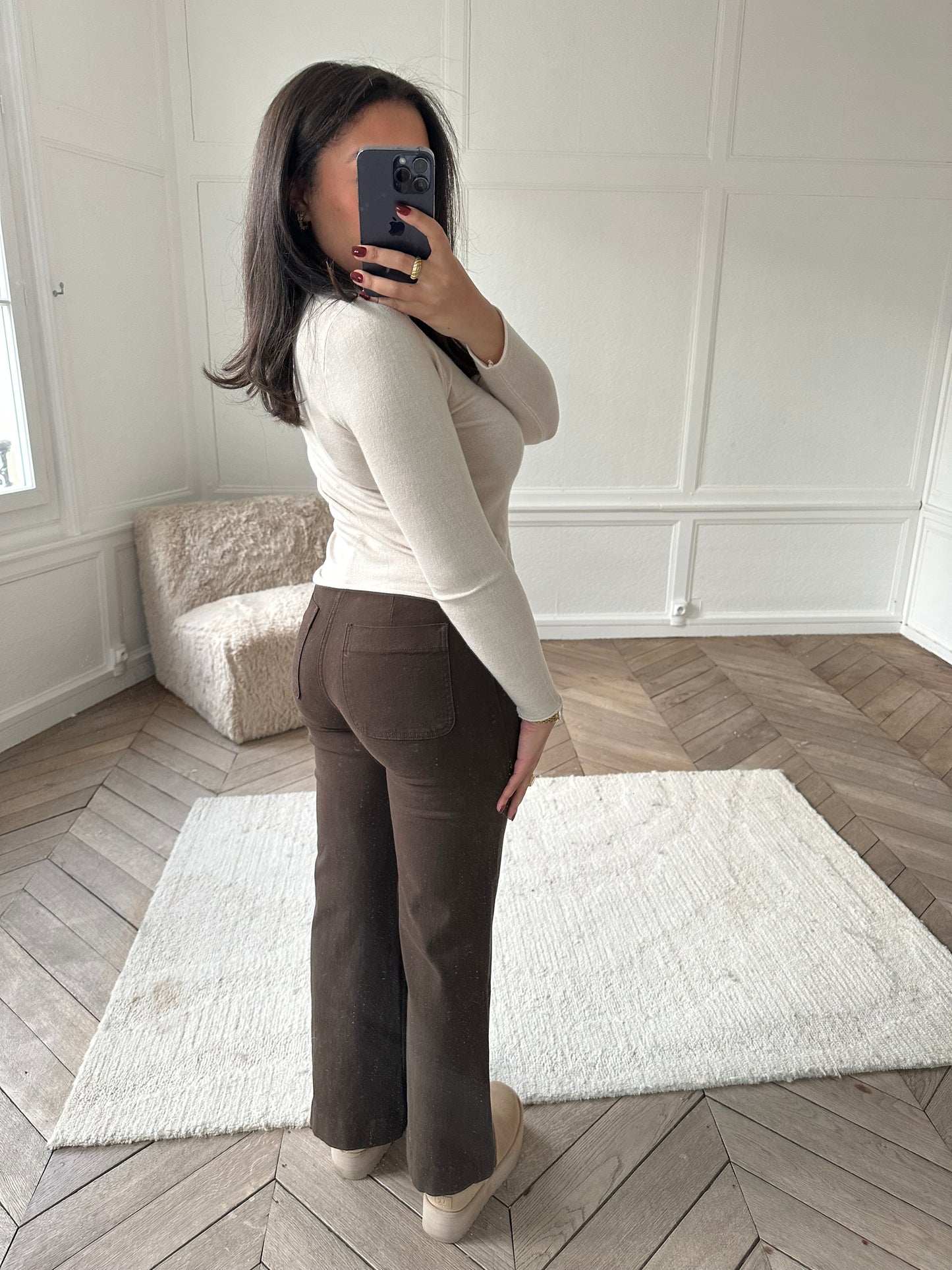 Jean flare à poches - marron