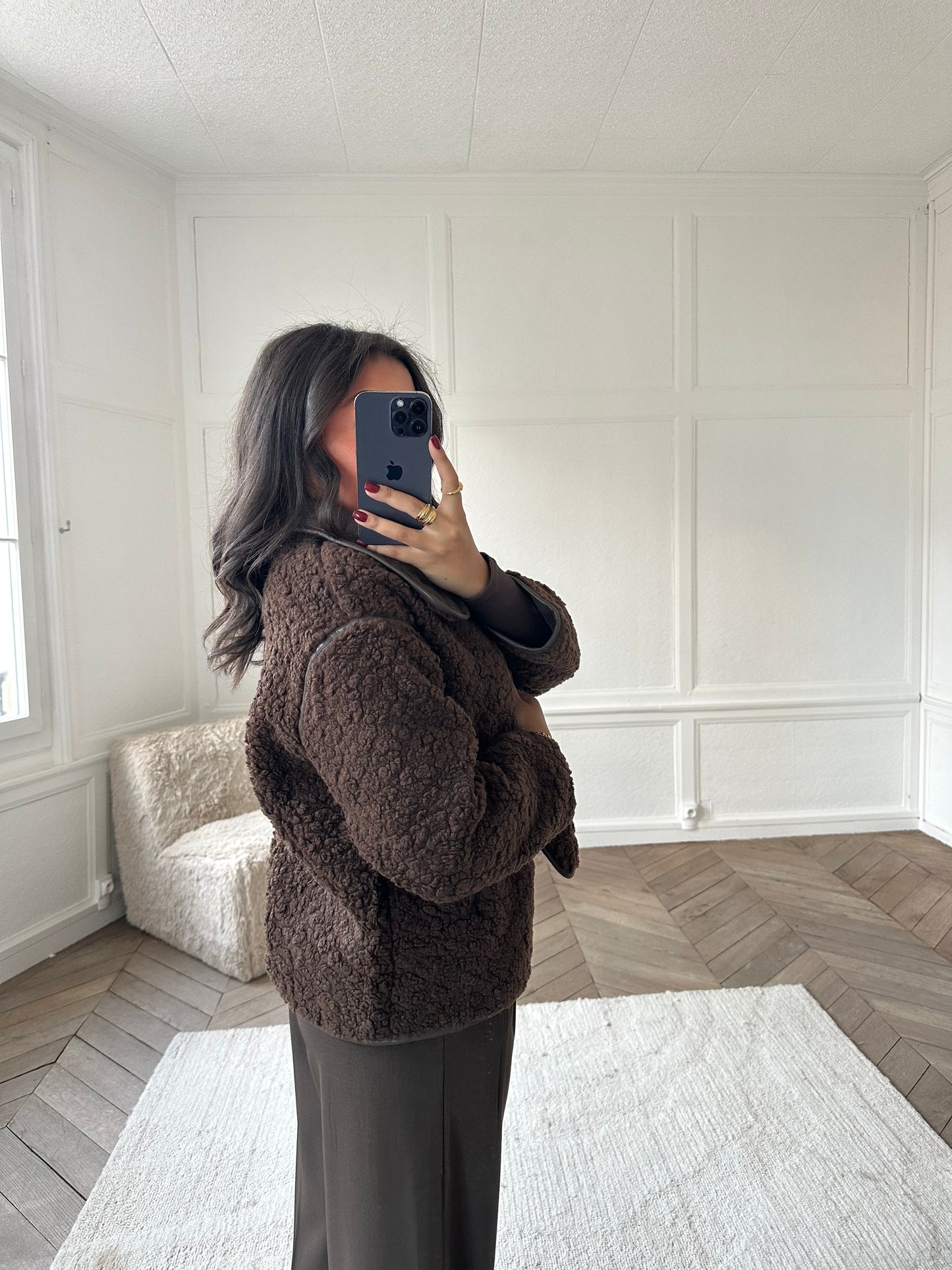 Veste moumoute marron Anaelle