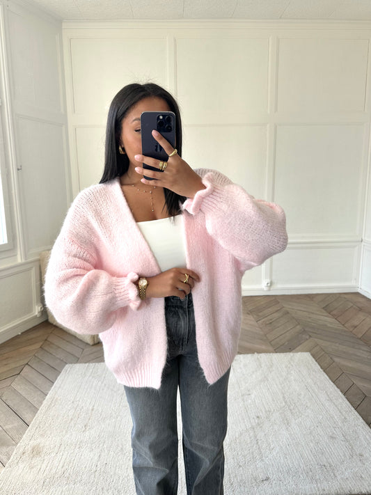 Gilet oversize Léonie - rose clair