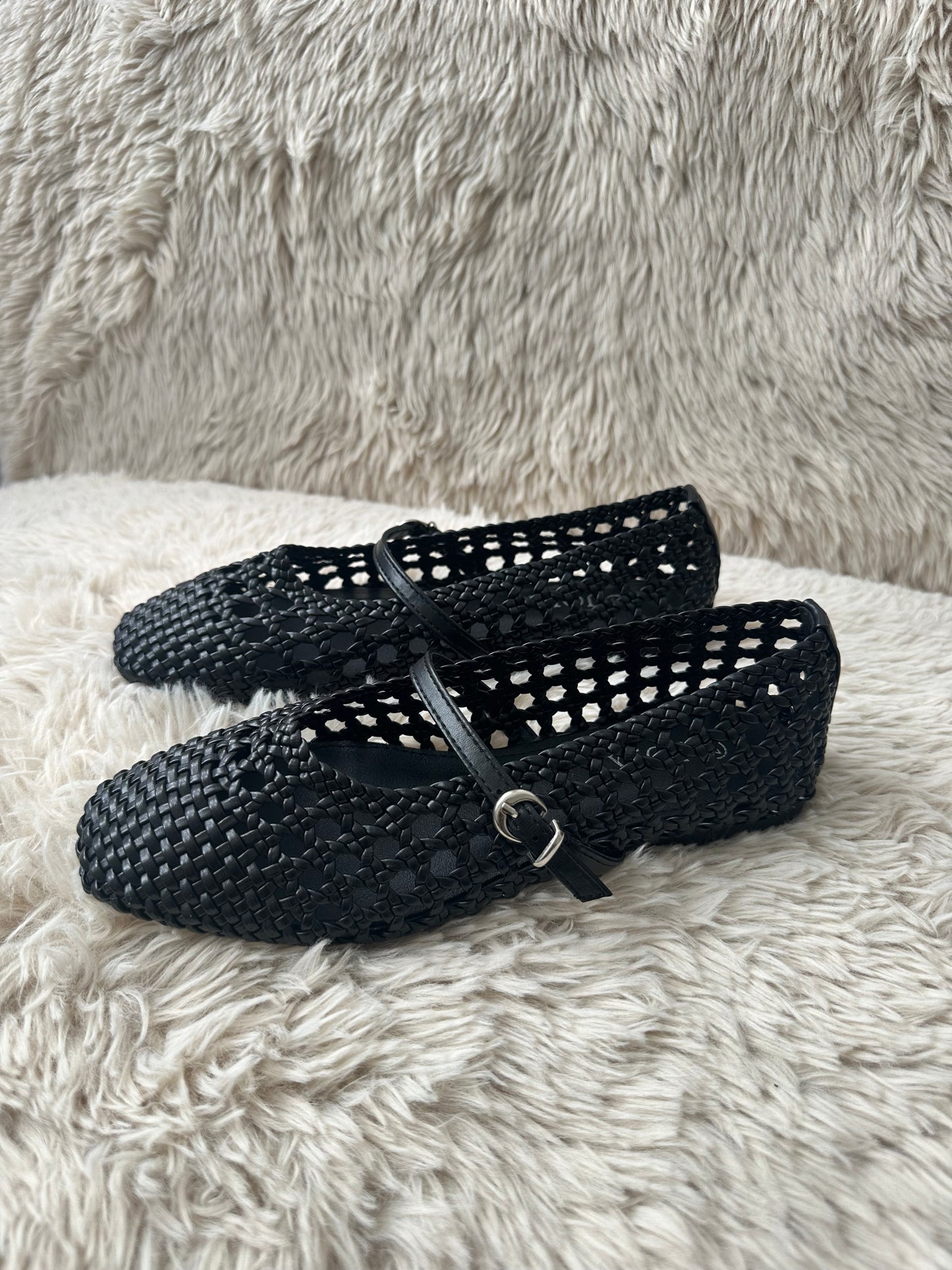 Ballerines Mary Jane tressées - noir