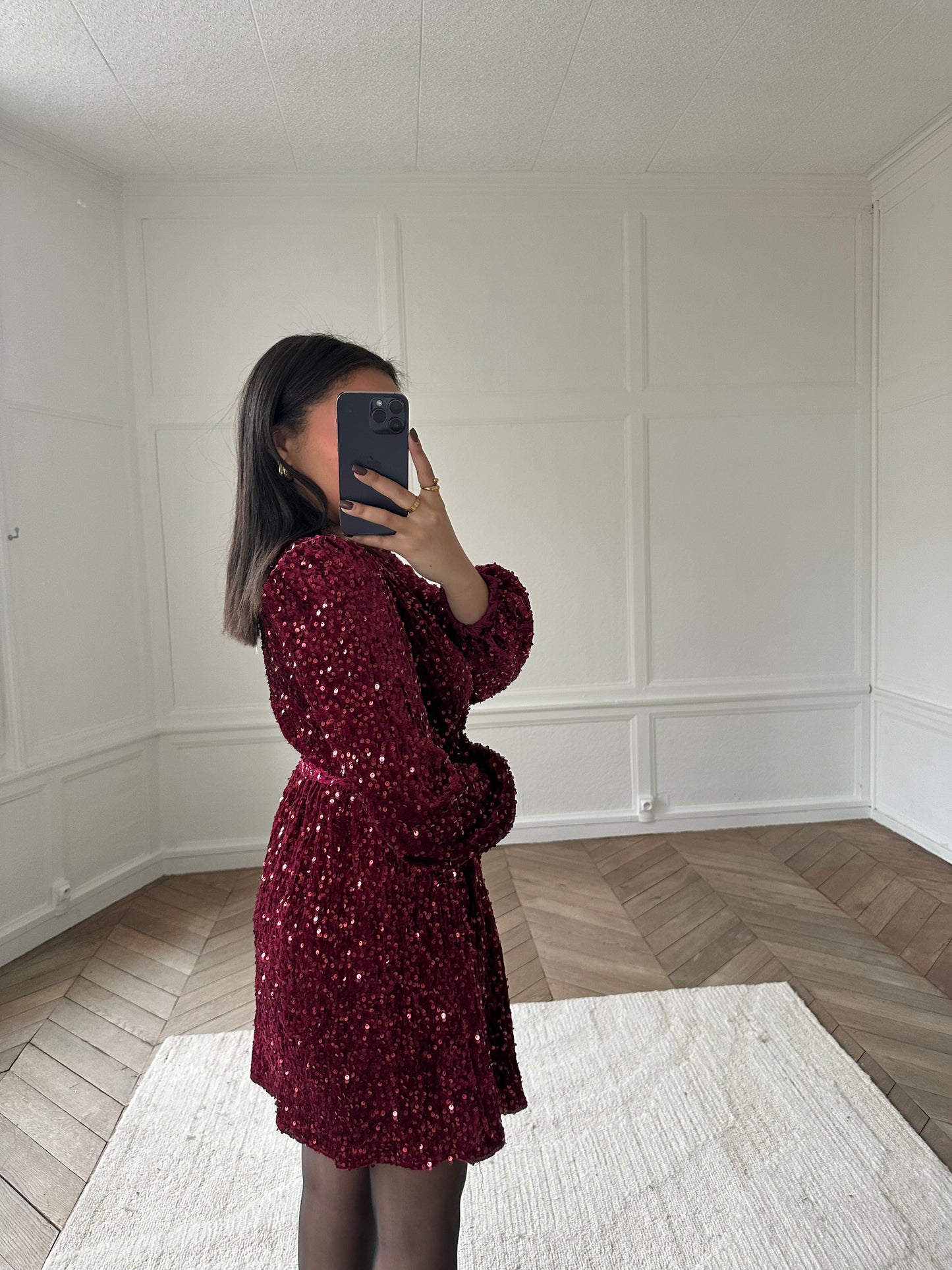 Robe à sequins Deva - bordeaux