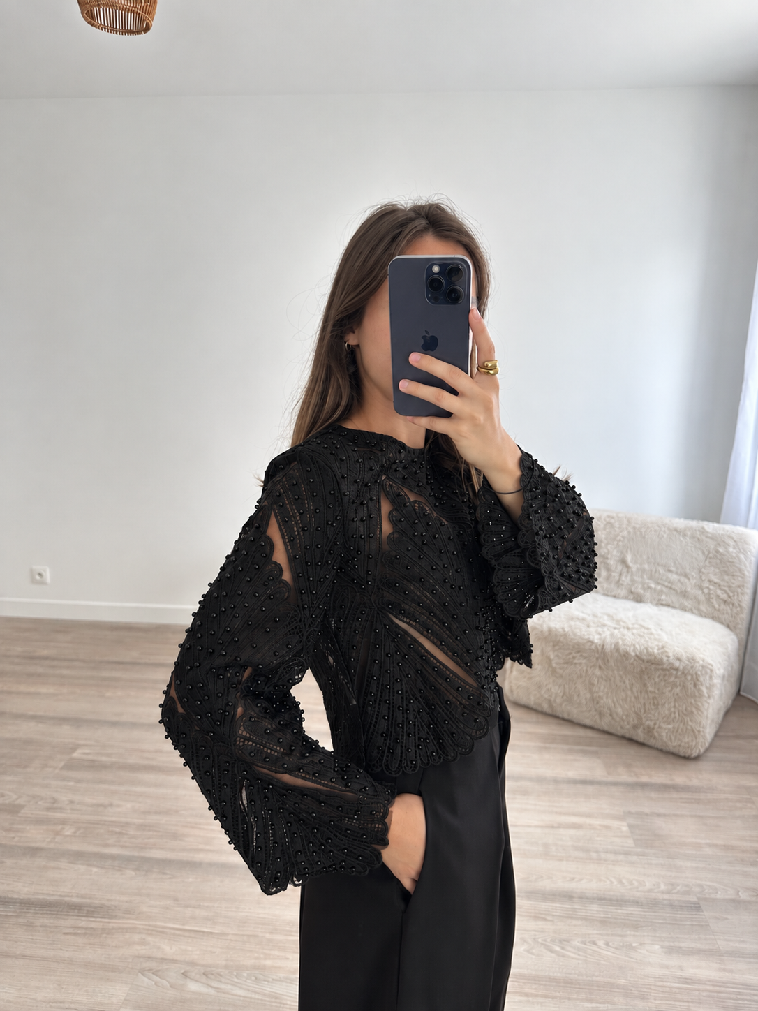 Top Perla - noir