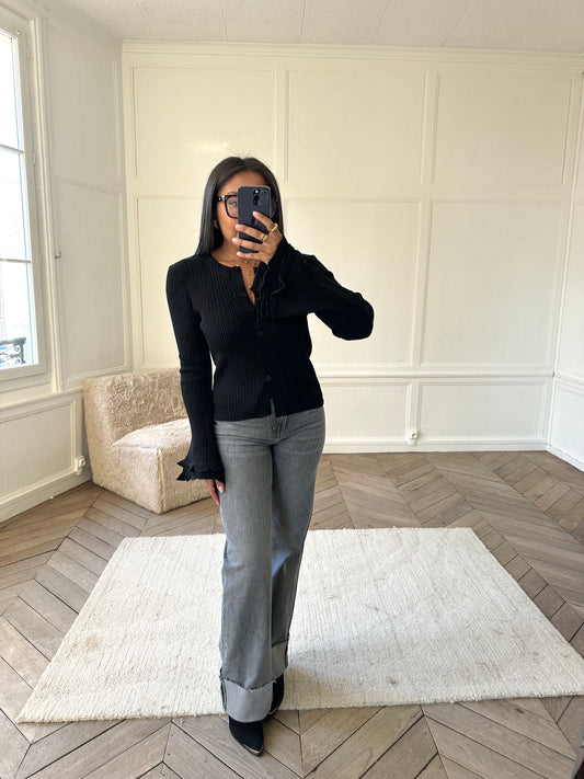 Gilet à manches évasées Clothilde - noir