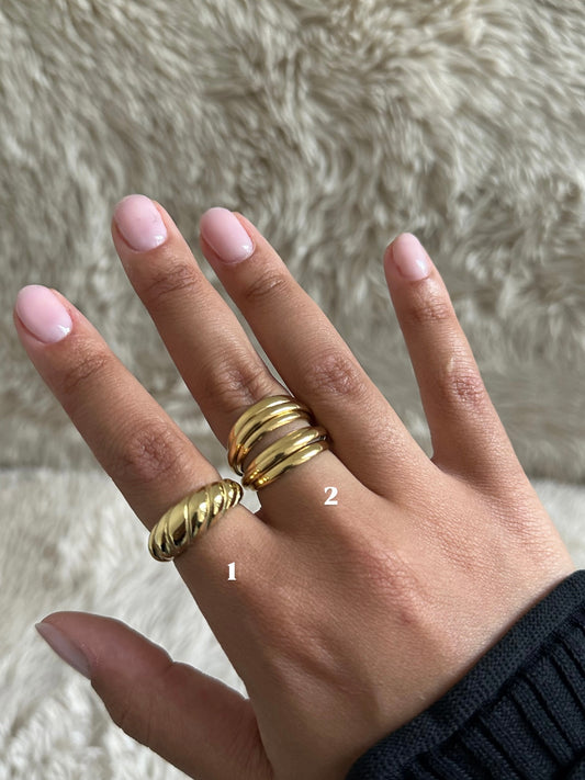 Bague en acier inoxydable dorée