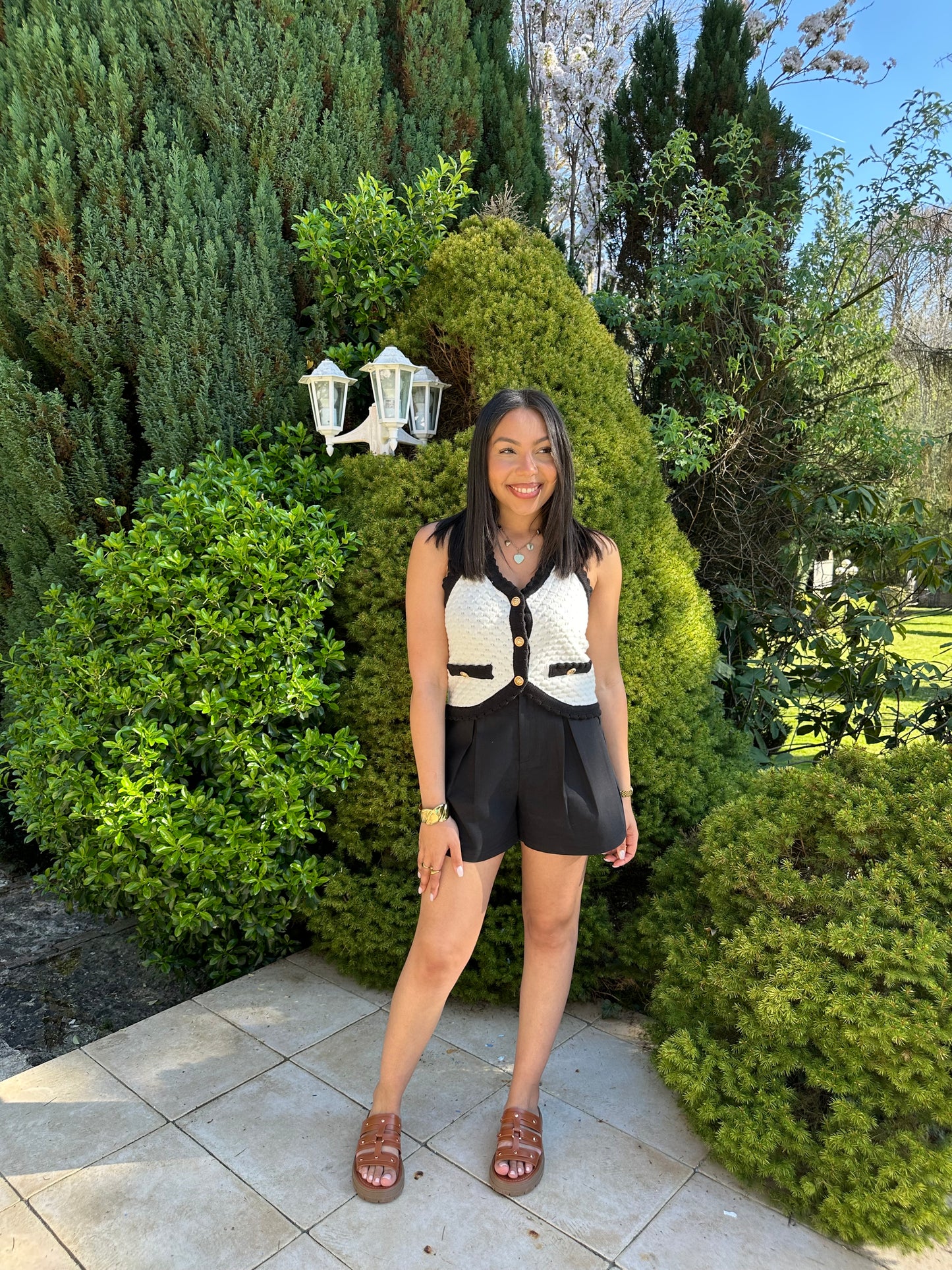 Top bicolor en maille