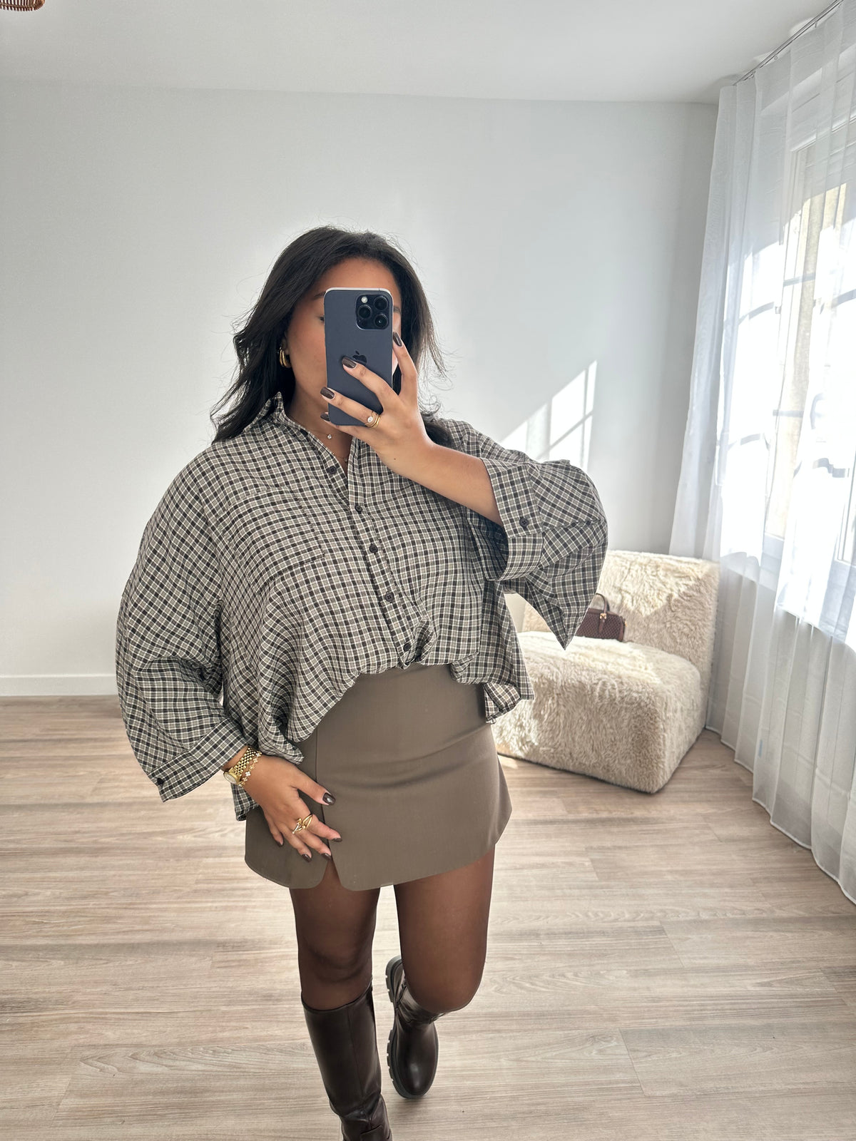 Chemise oversize à carreaux