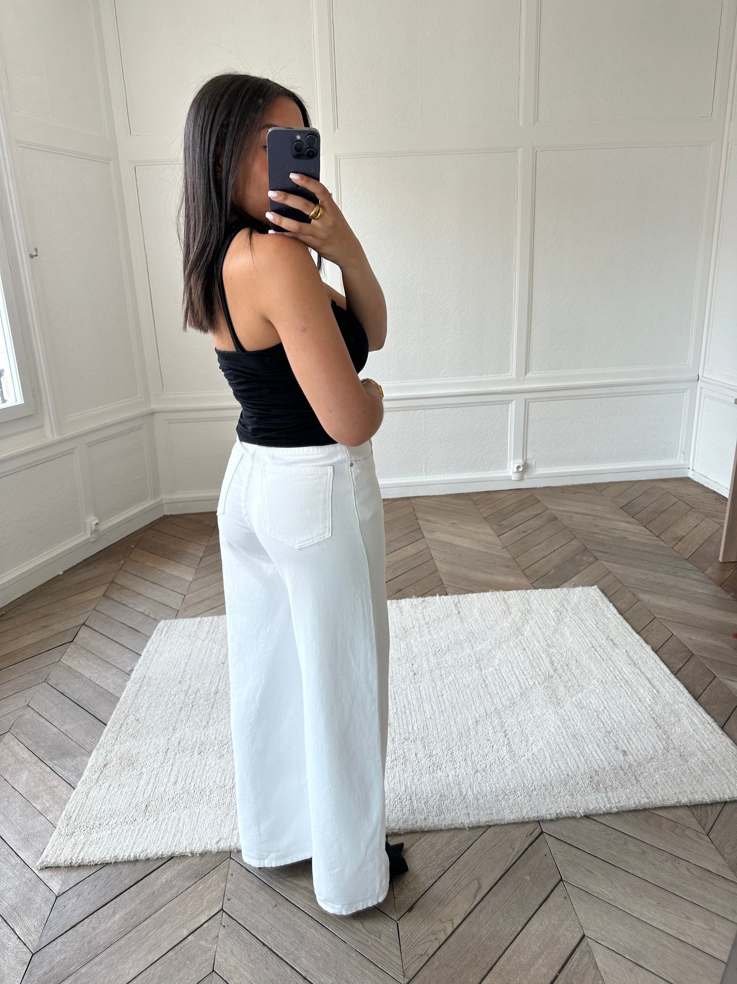 Jean fermeture asymétrique - blanc