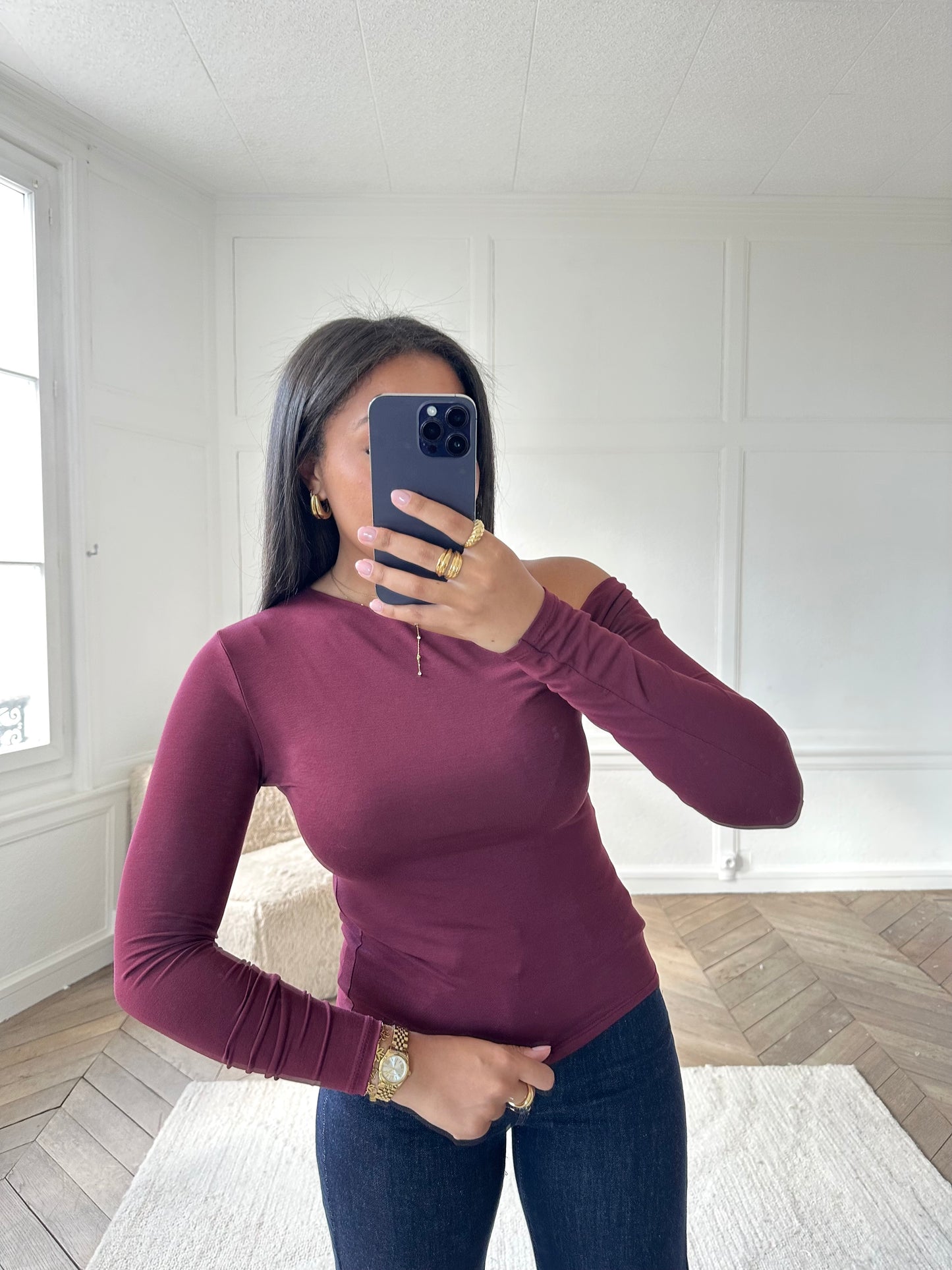 Top asymétrique - bordeaux