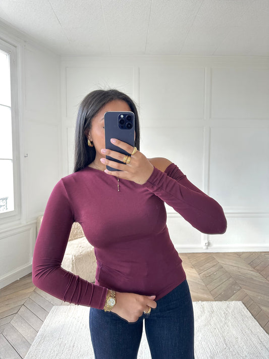 Top asymétrique - bordeaux