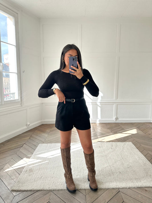 Short en suédine noir