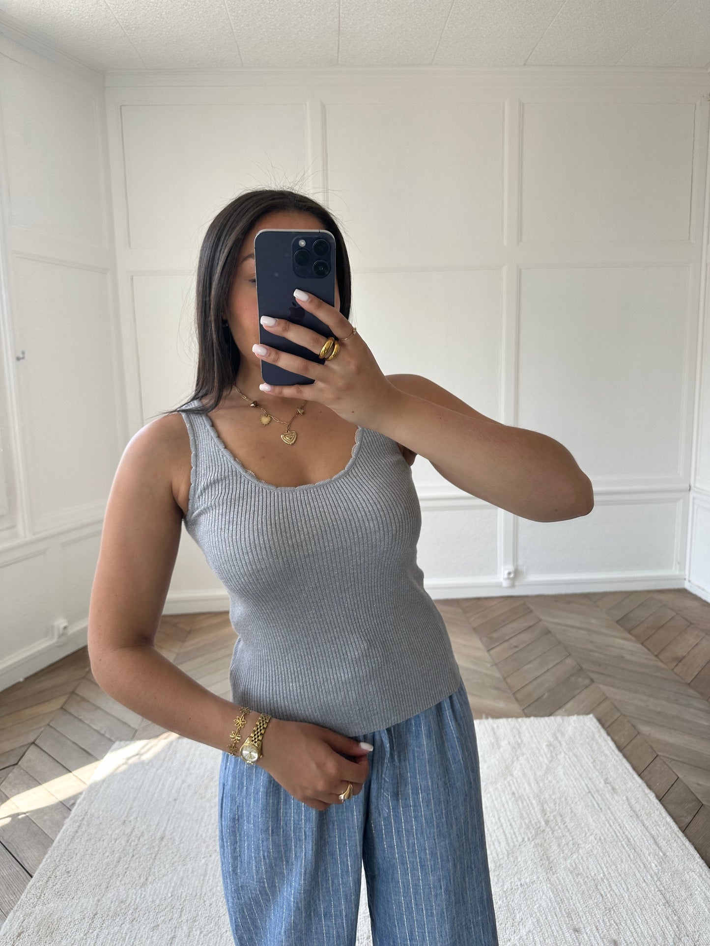 Débardeur à paillettes - argent