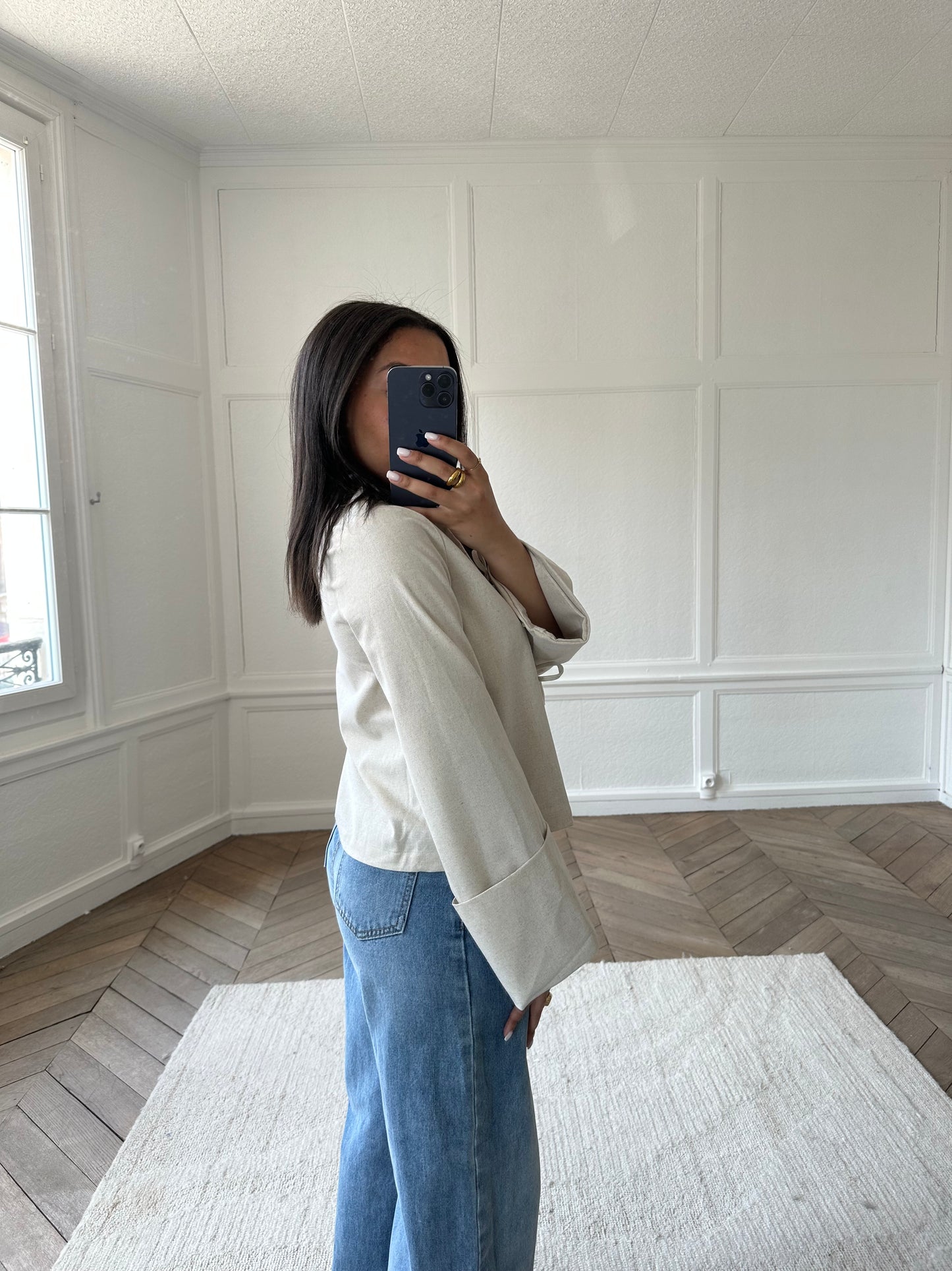 Chemise à noeuds en lin