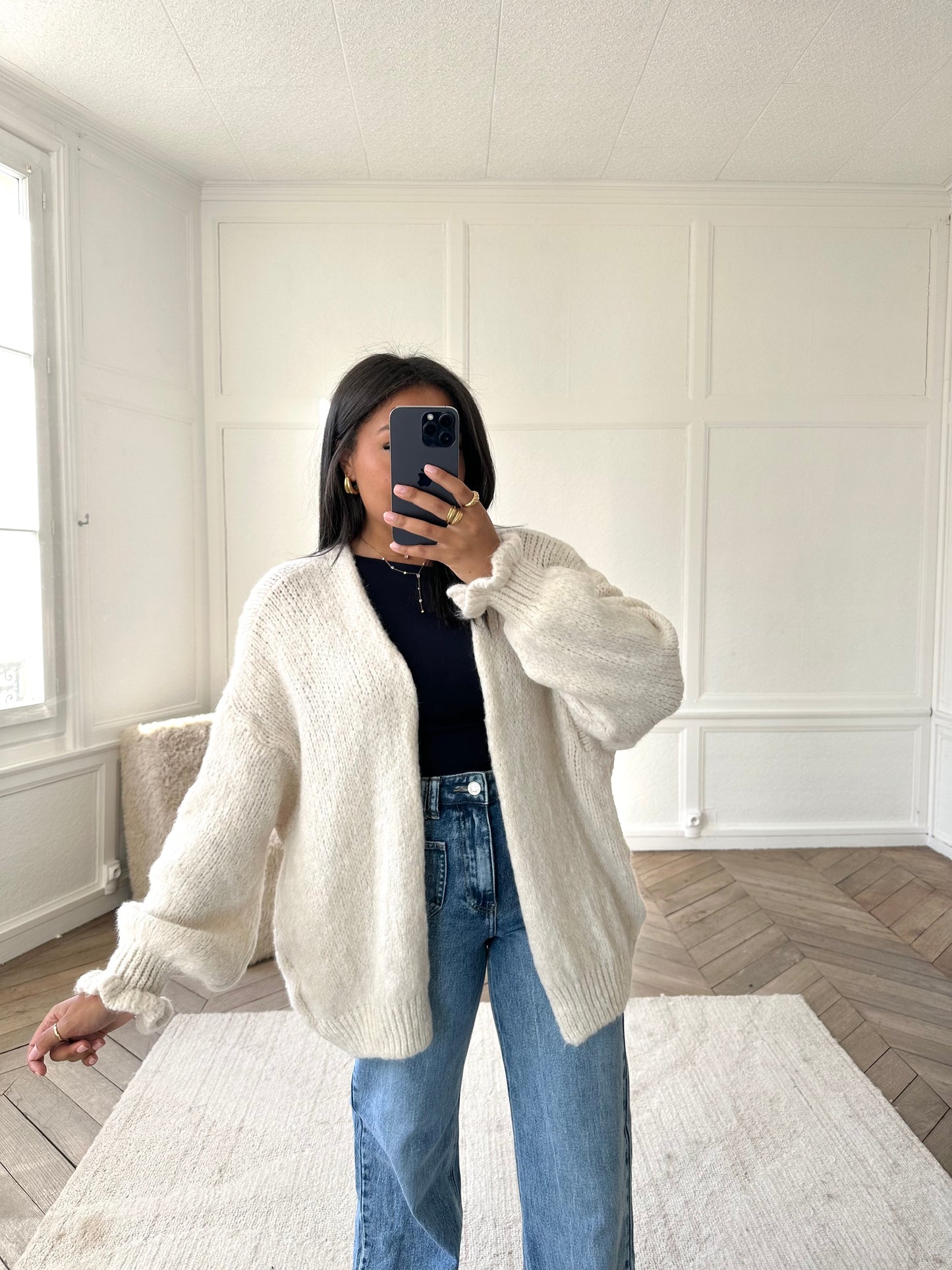 Gilet oversize Léonie - écru