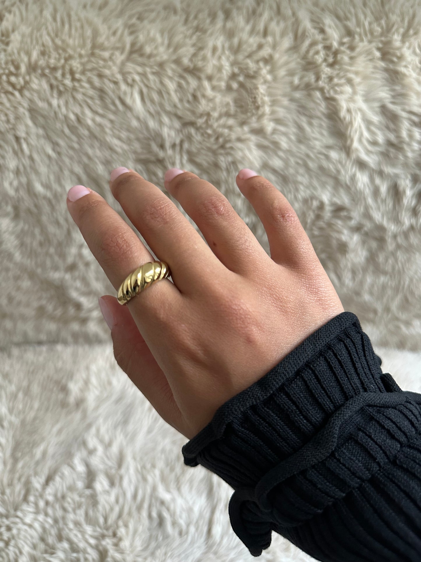 Bague en acier inoxydable dorée