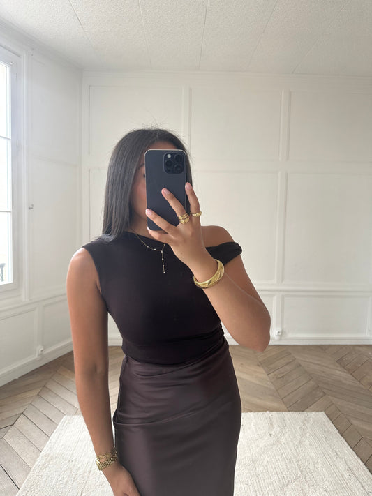 T-shirt asymétrique - marron