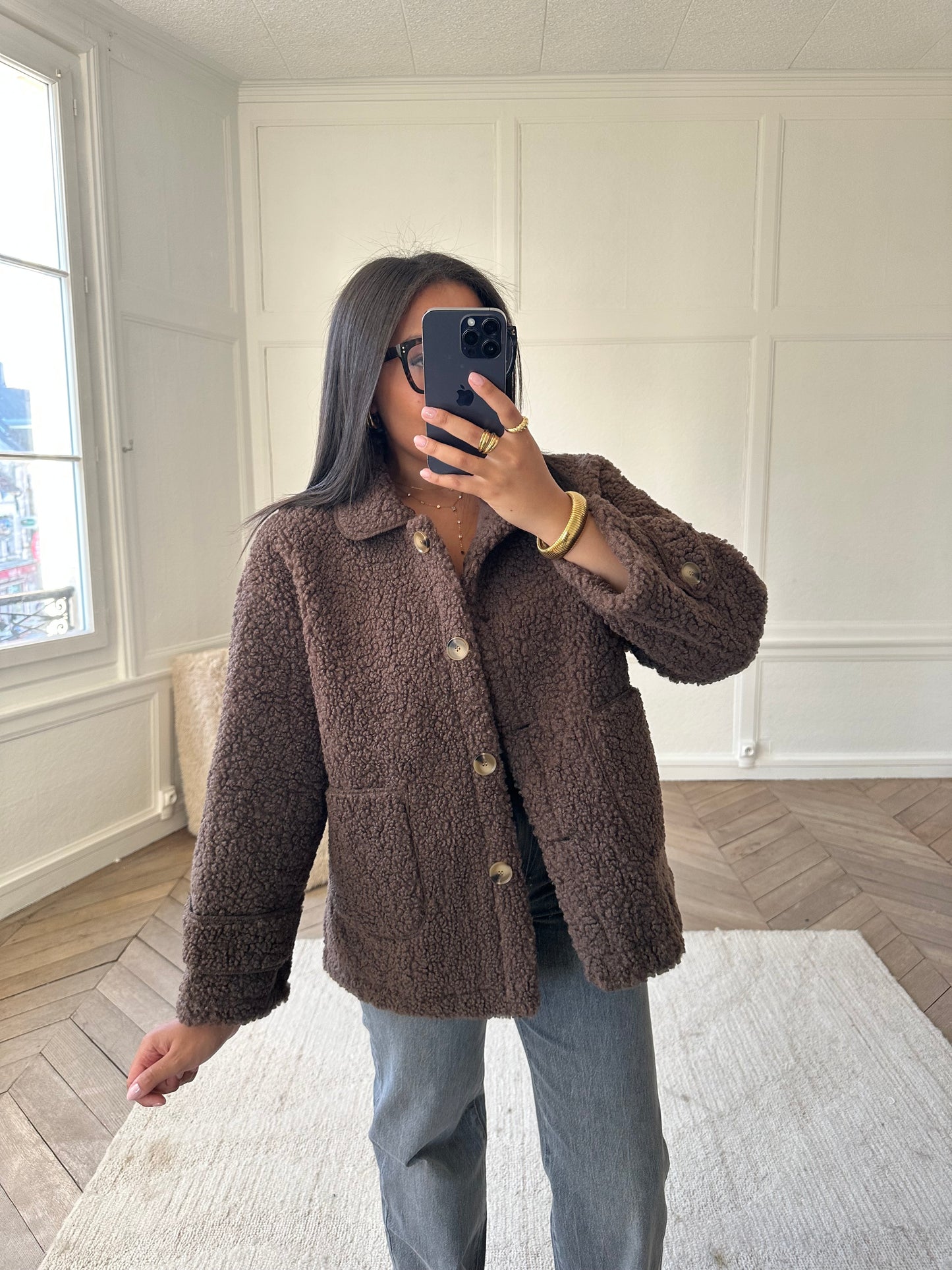 Veste moumoute marron