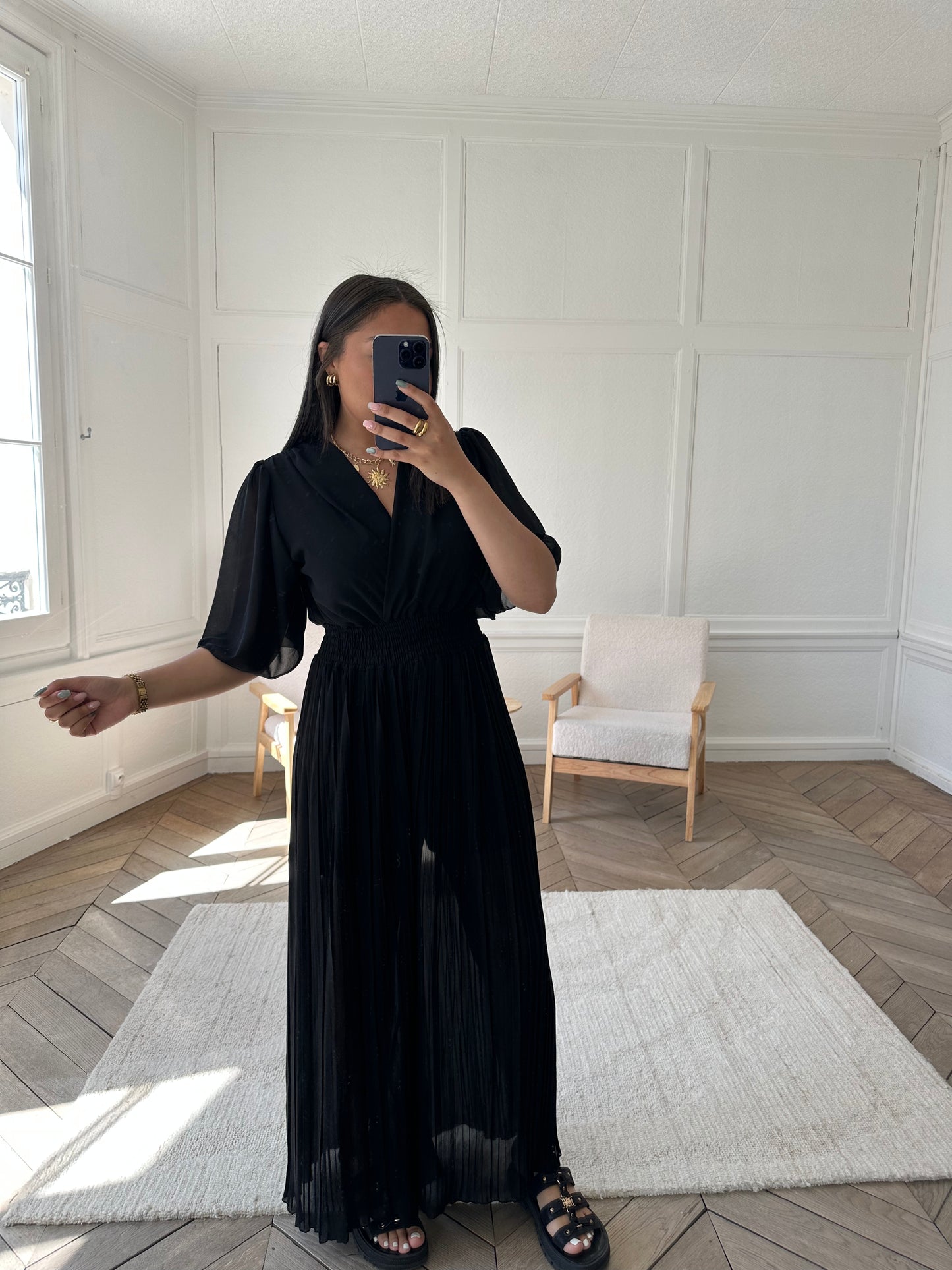 Combinaison plissée Lamia - noir