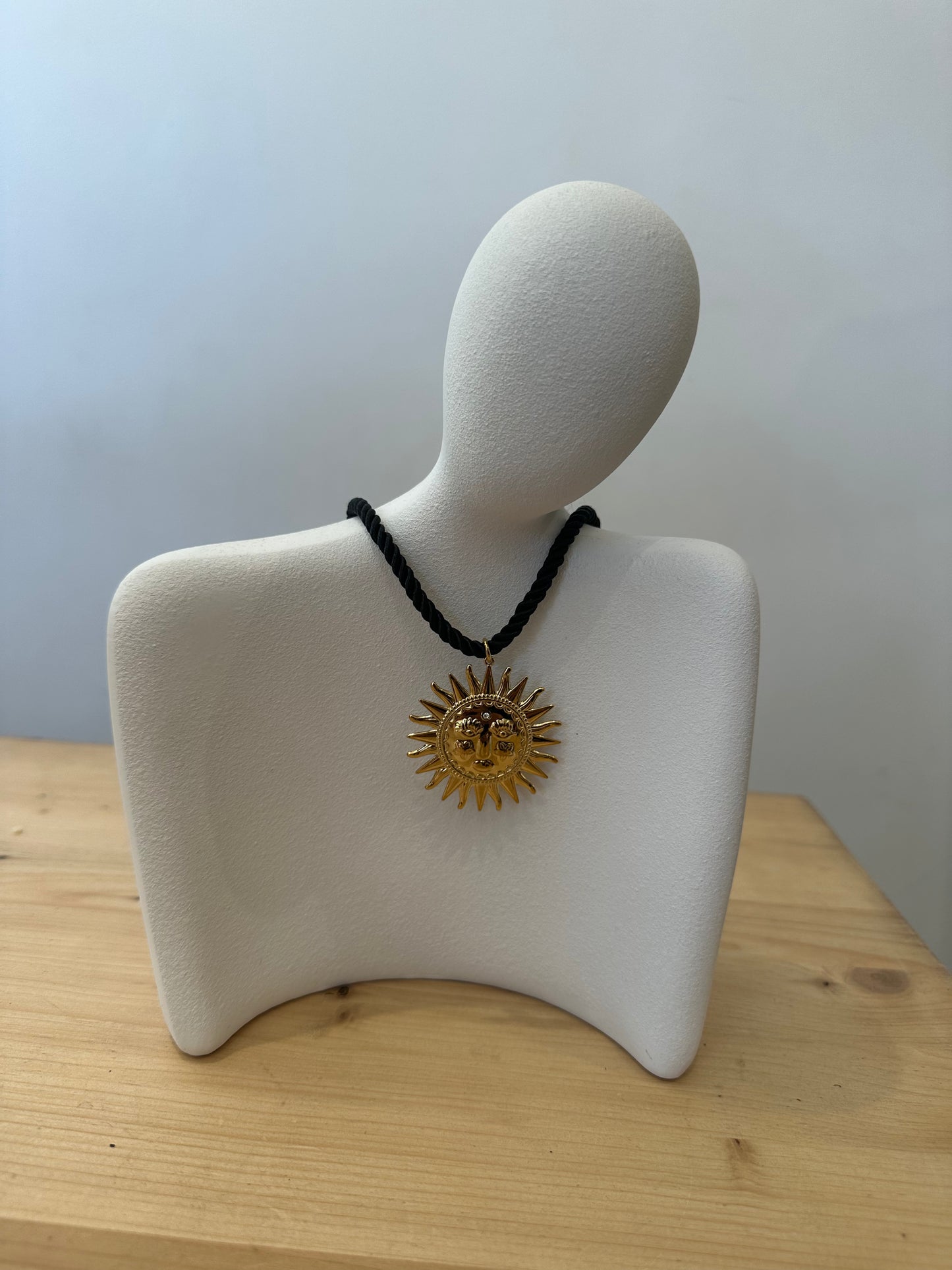 Collier corde soleil - noir