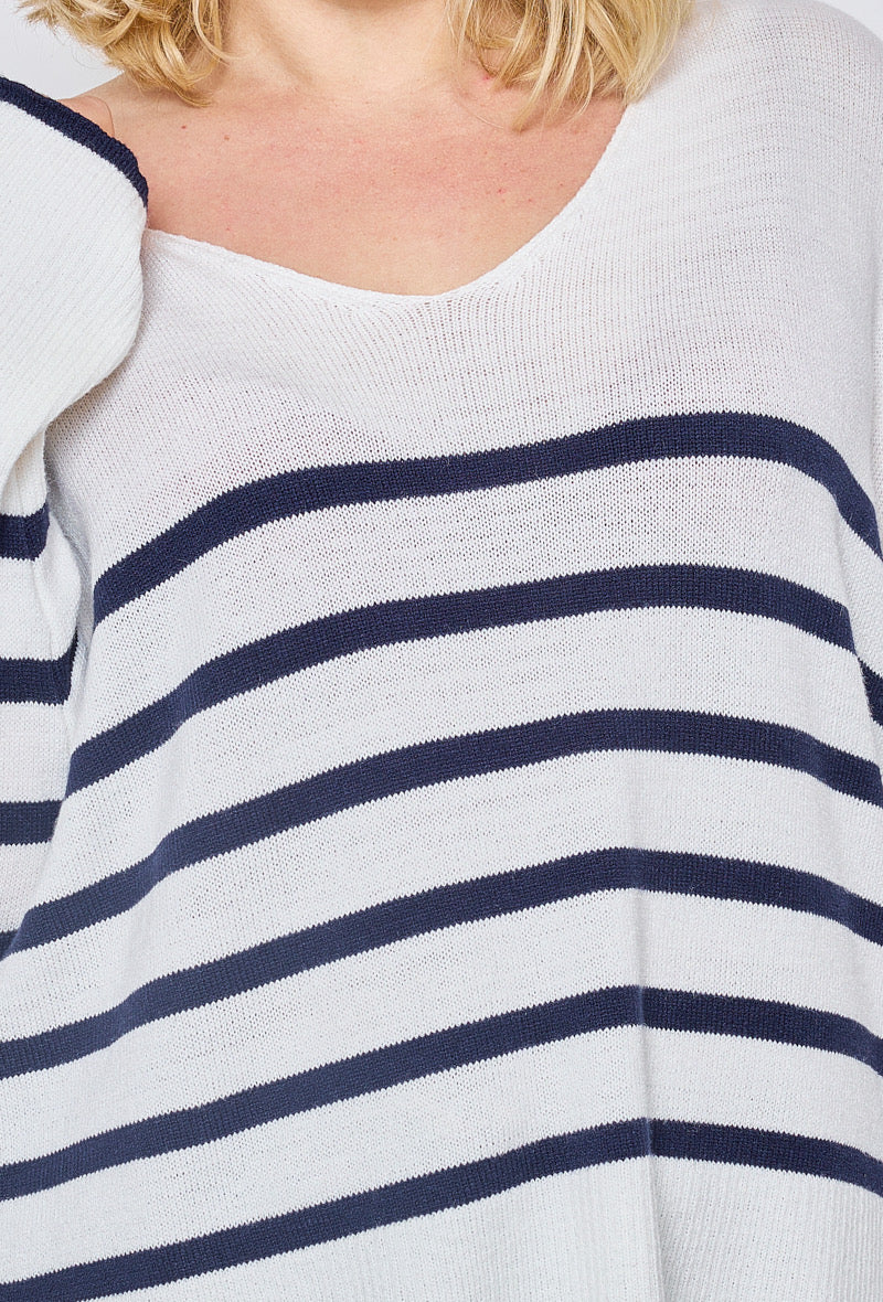 Pull Marinière grande taille marine