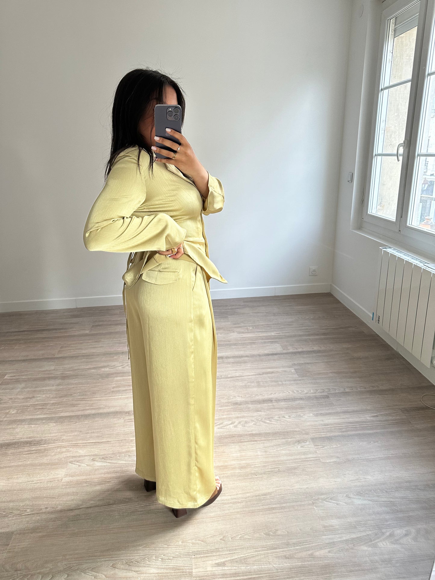 Pantalon satinée - vert pomme