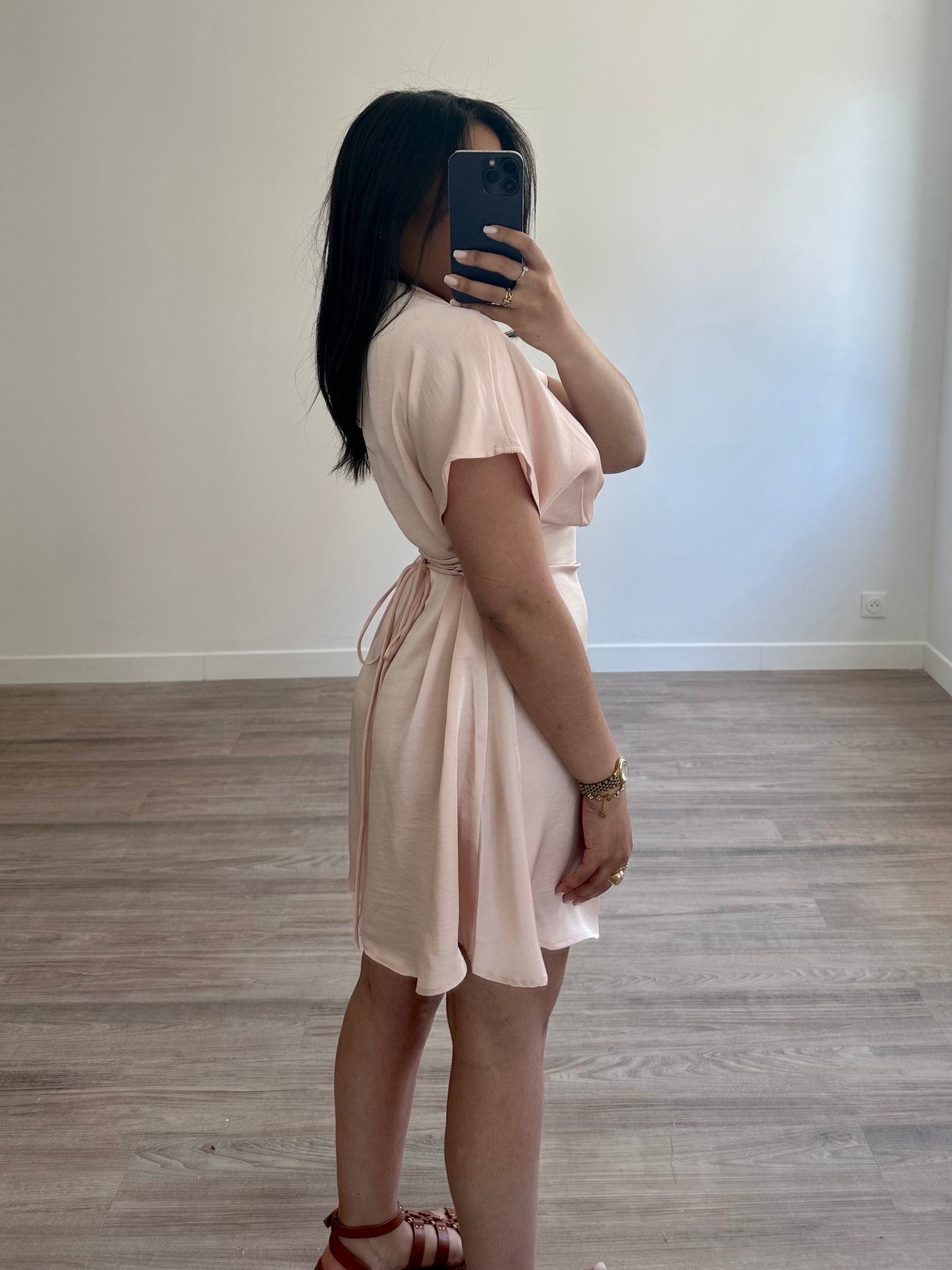 Robe satinée Noa - rose