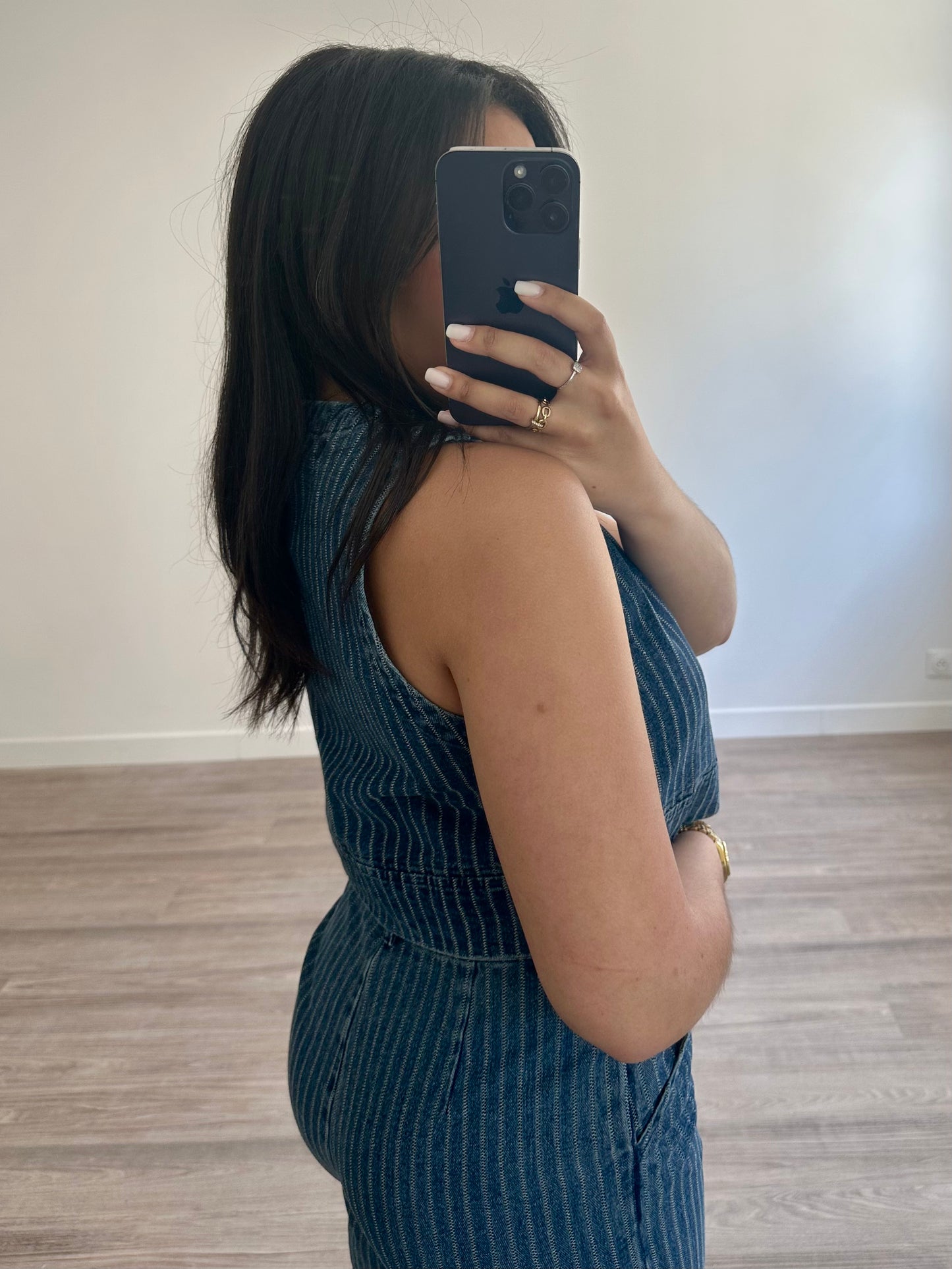 Top à rayures en jean