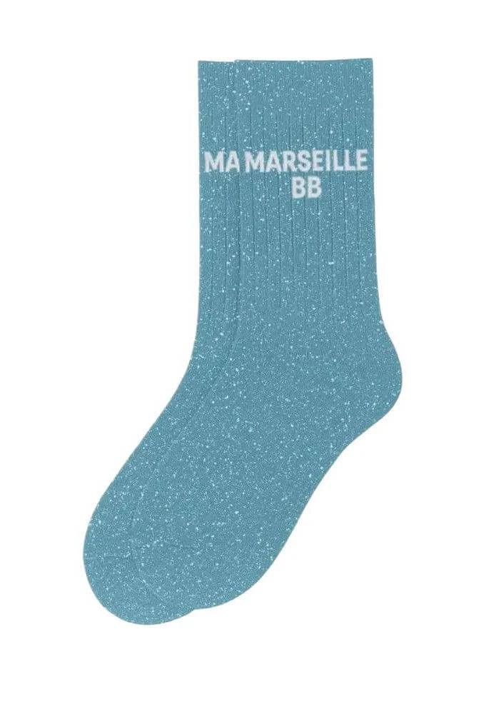 Chaussettes à paillettes - marseille bb - bleu