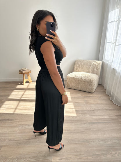 Pantalon bouffant satiné - noir