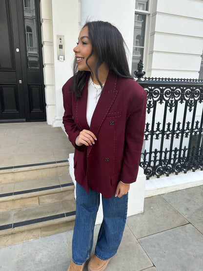Blazer à surpiqûres Anne - bordeaux