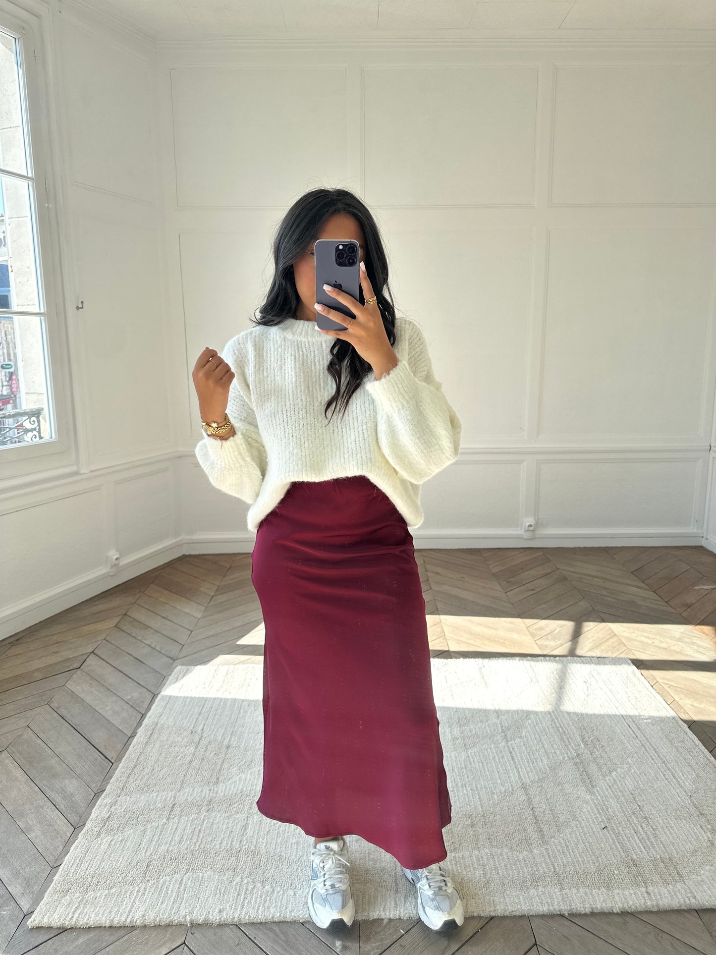 Jupe satinée Koëlie - bordeaux