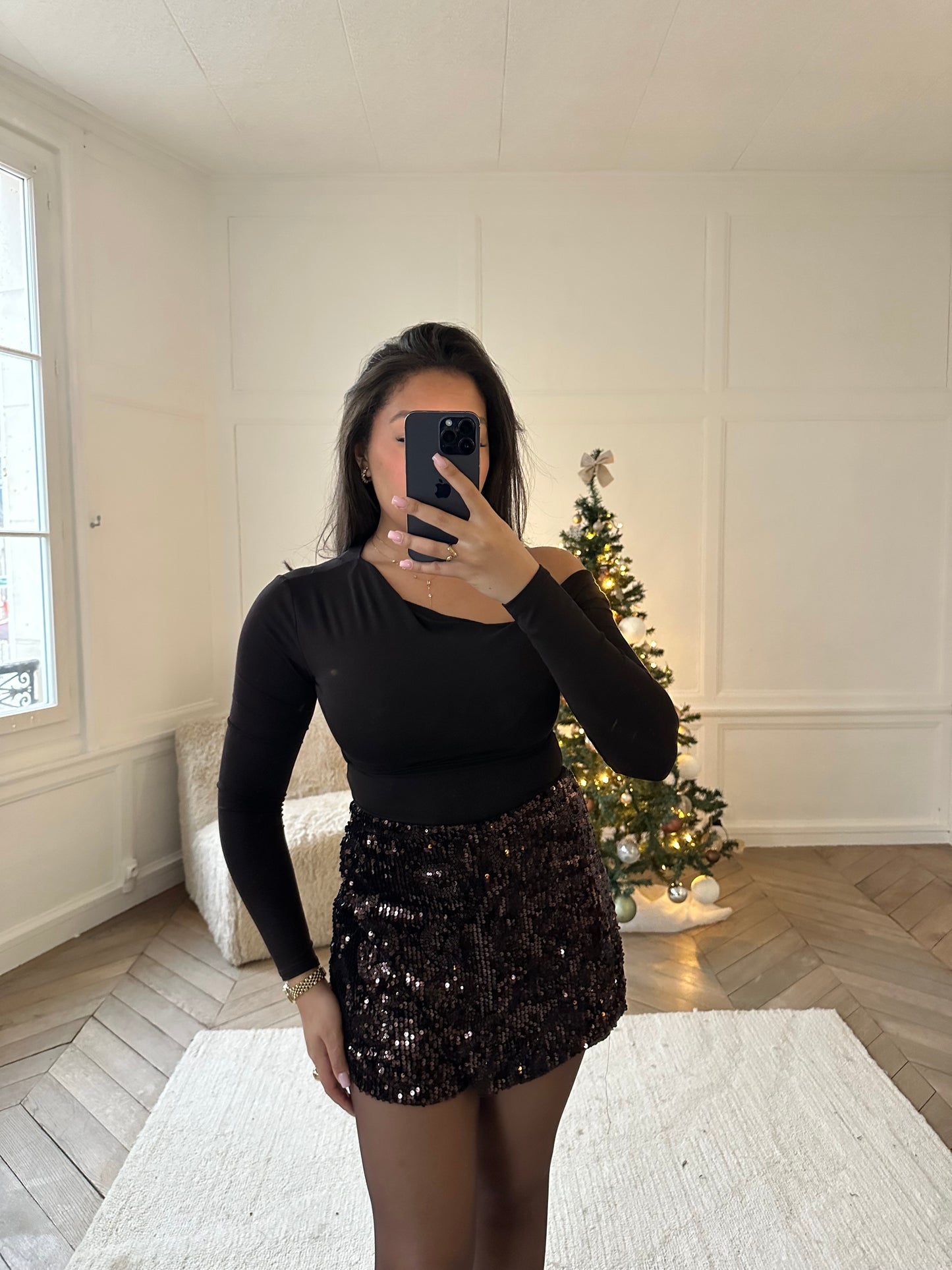 Jupe-short à sequins & dessins