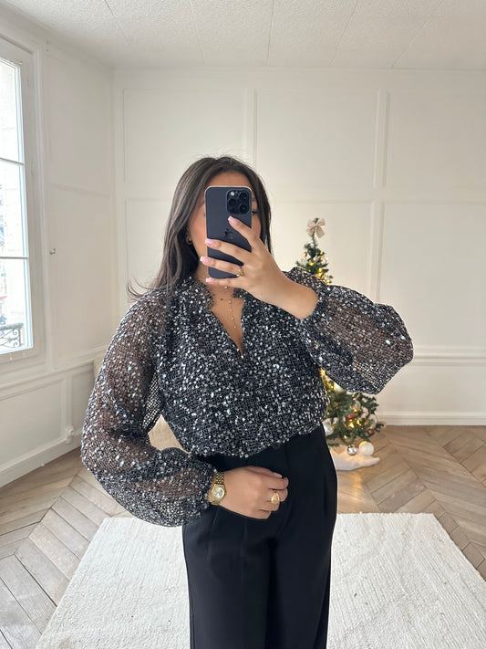 Blouse à sequins Ulysse - noir