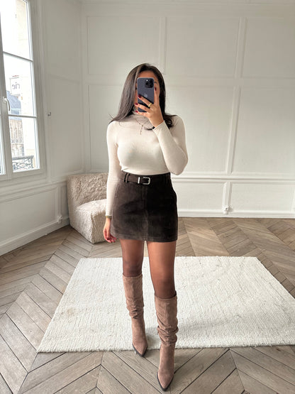 Jupe doublure short en effet daim