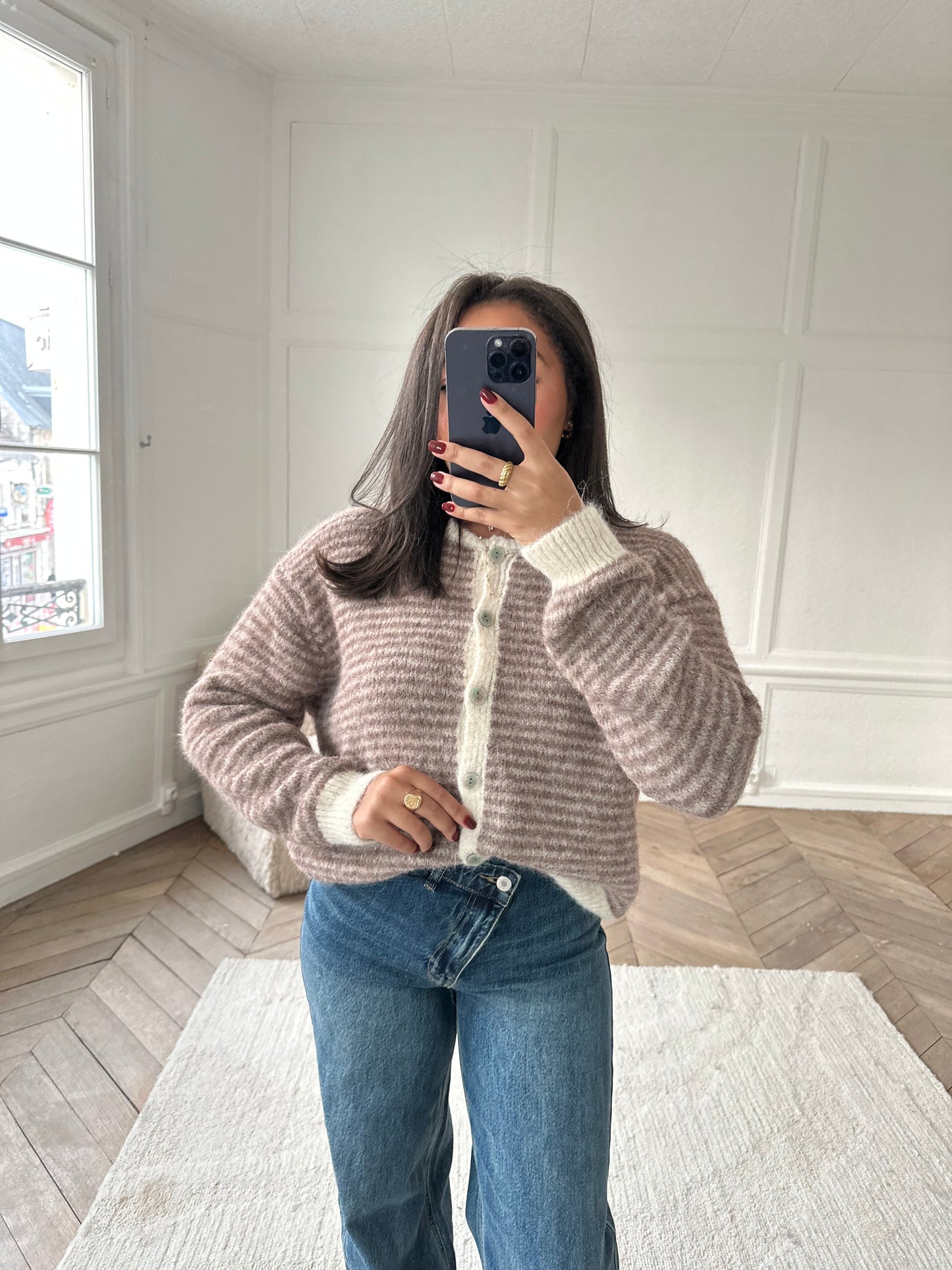 Gilet rayé Idalia - beige