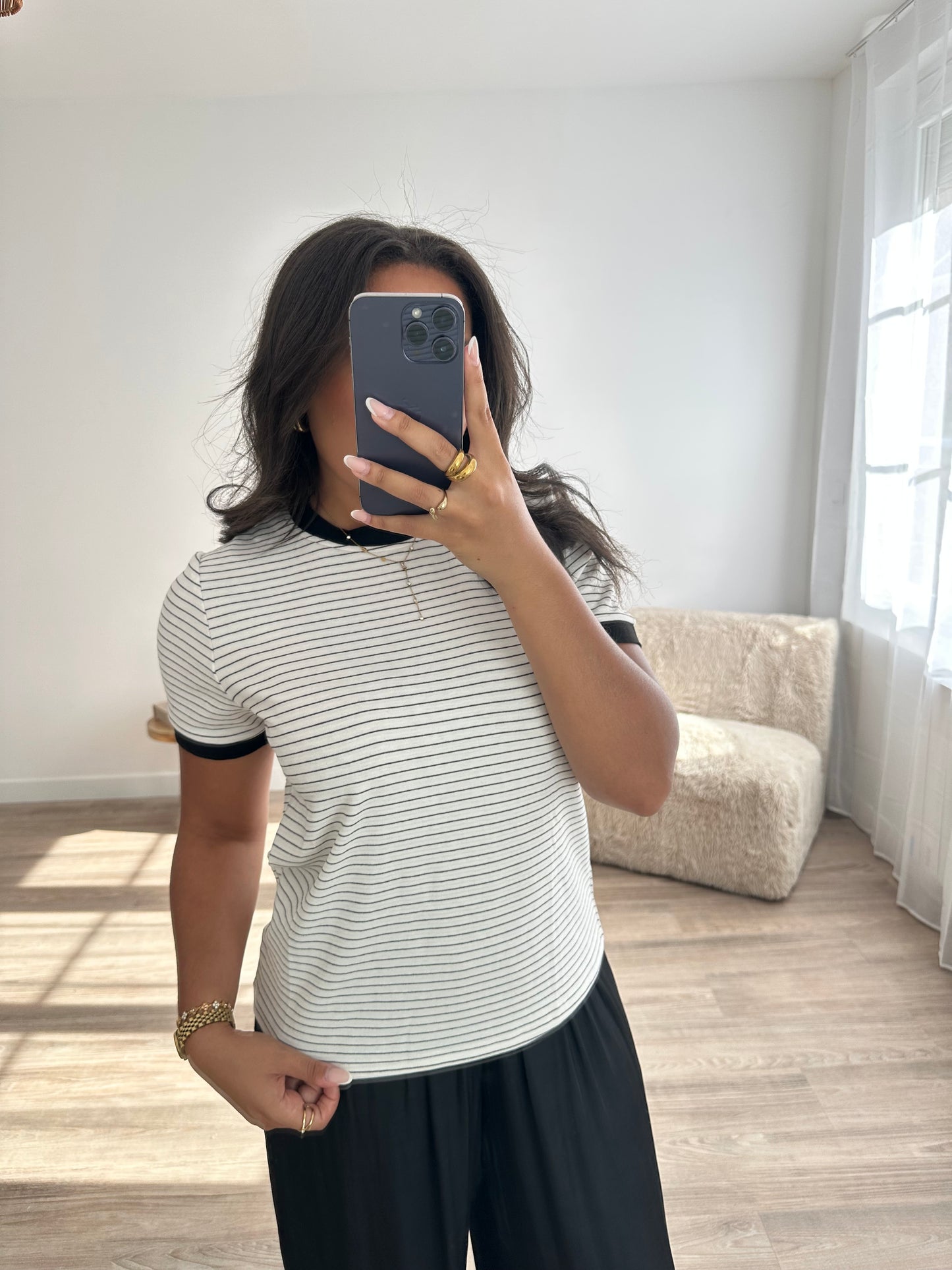 T-shirt rayé Ella - noir